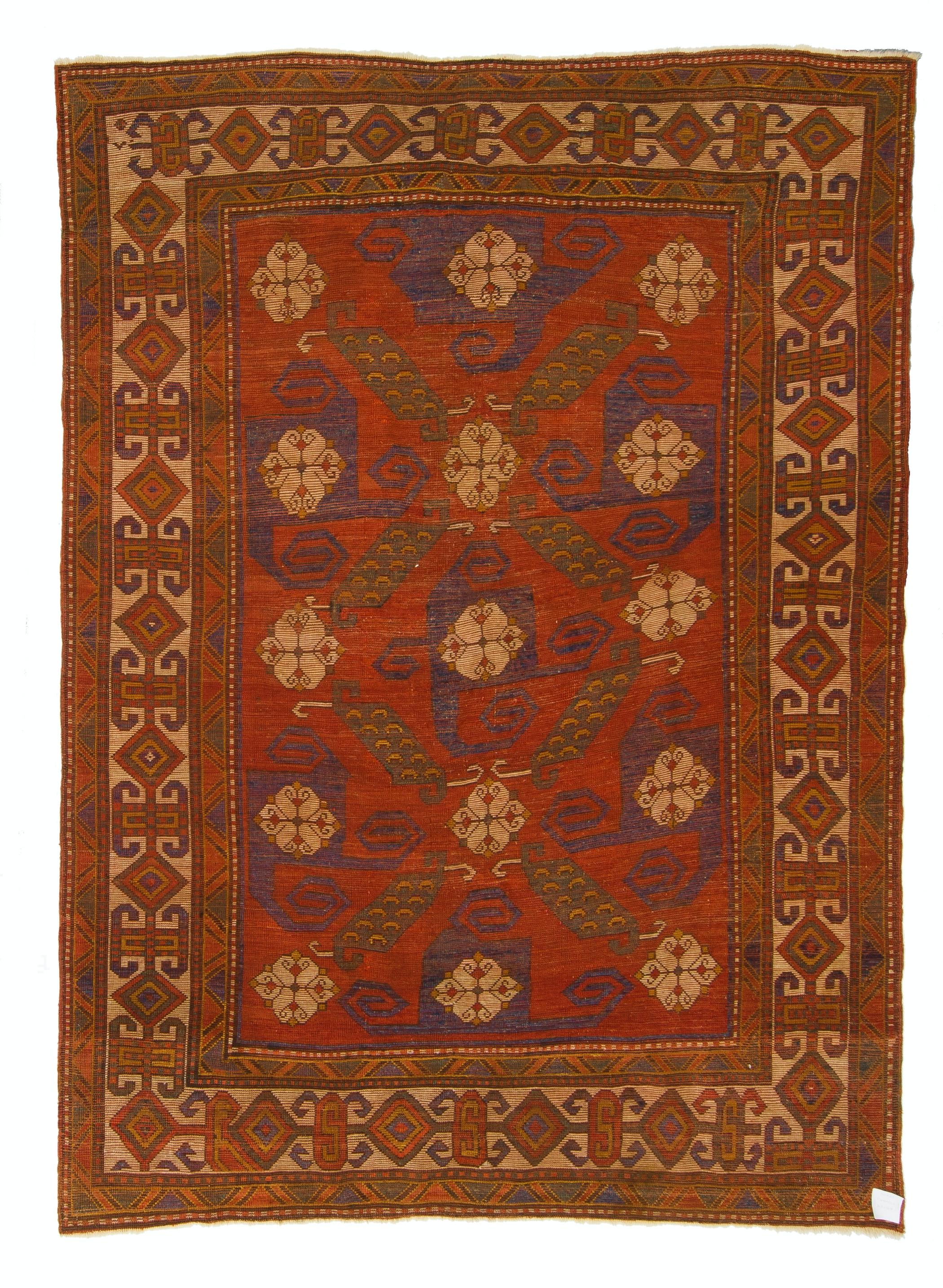 Antique Caucasian Pinwheel Kazak Rug. Top Shelf Collectors Carpet. 5'6