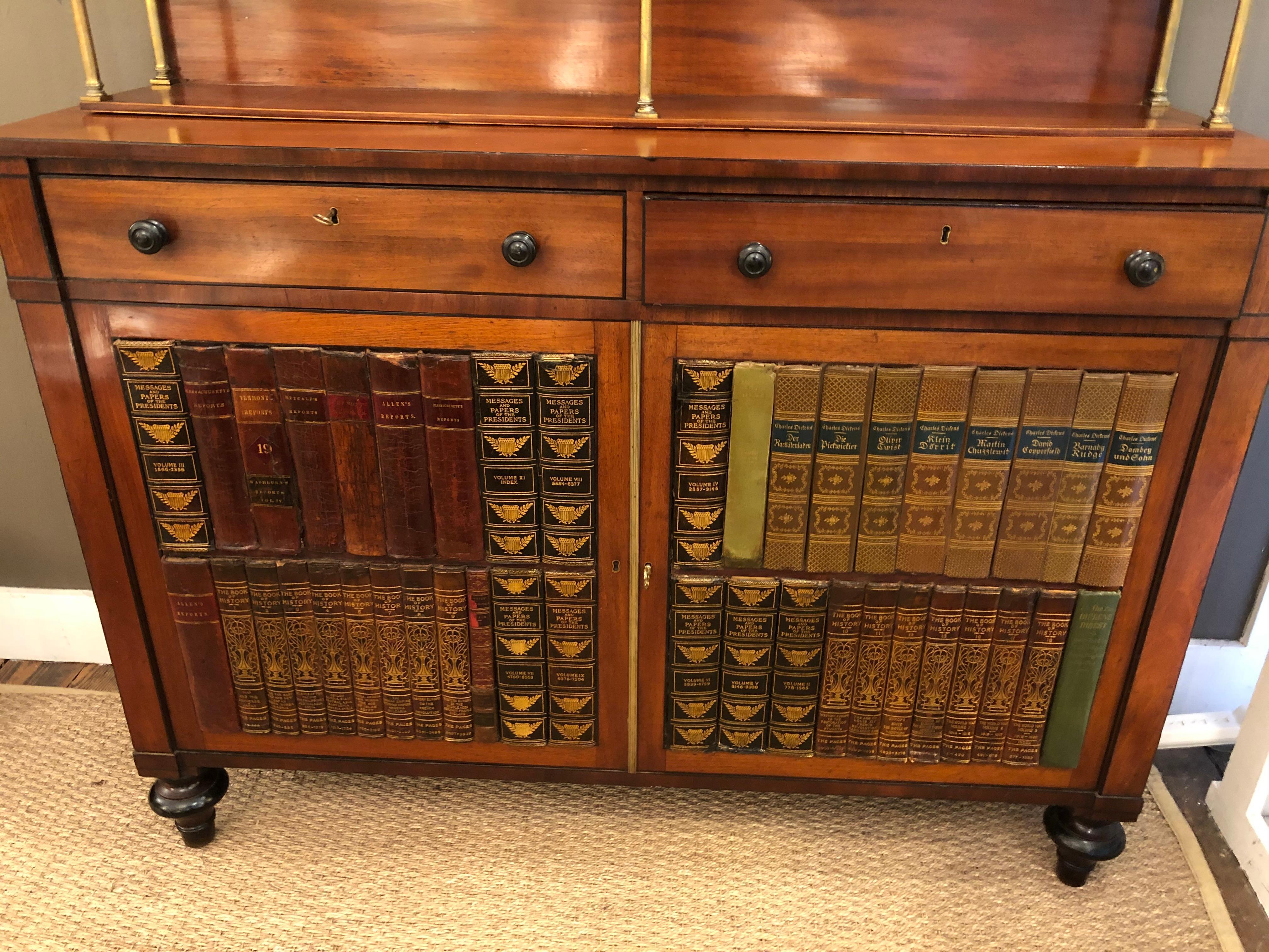 19th Century Outstanding Antique English Chiffonier Tromp l'oeil Bookshelf Cabinet