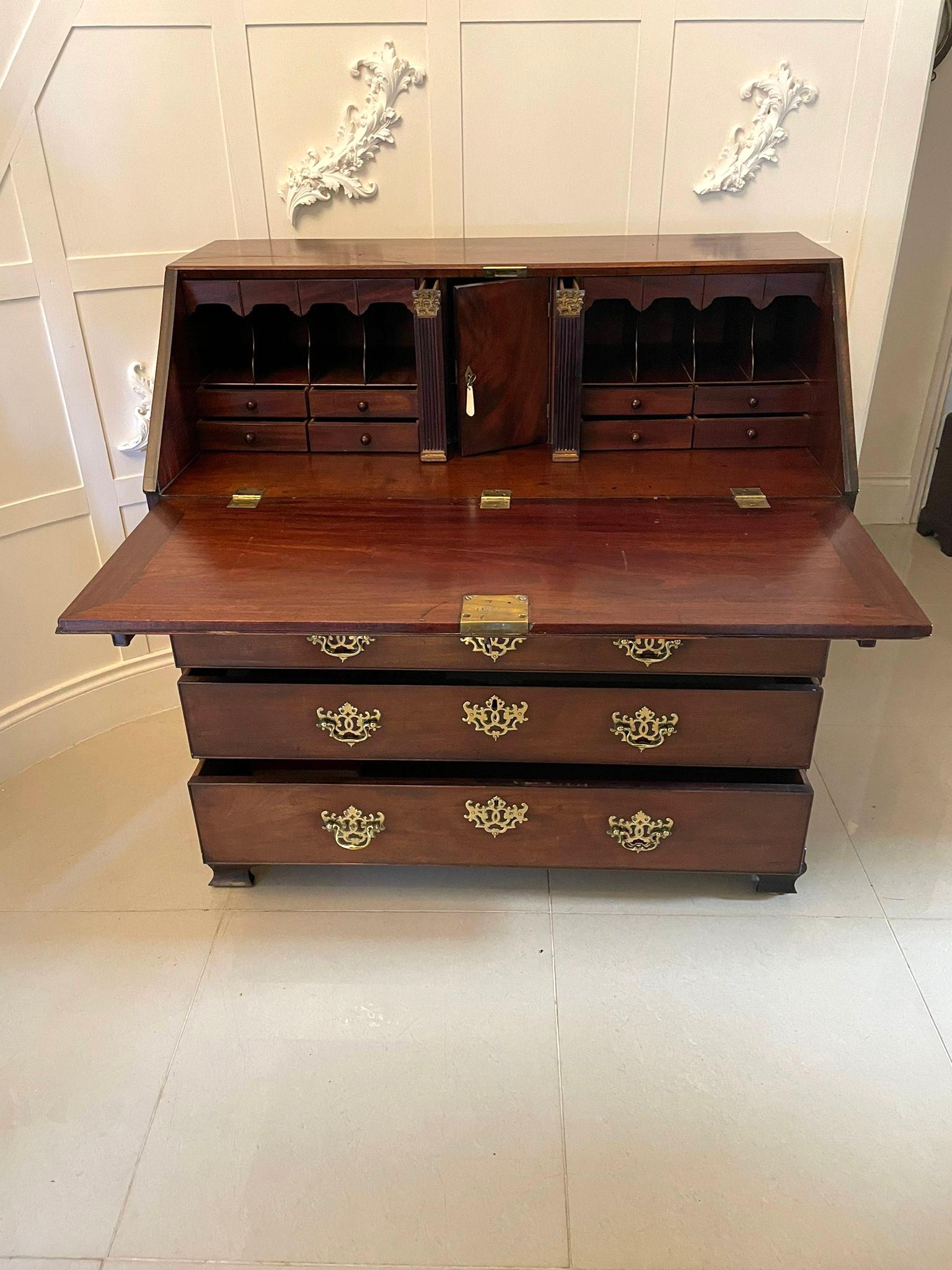 Outstanding Antique George III Quality Mahogany Bureau For Sale 7