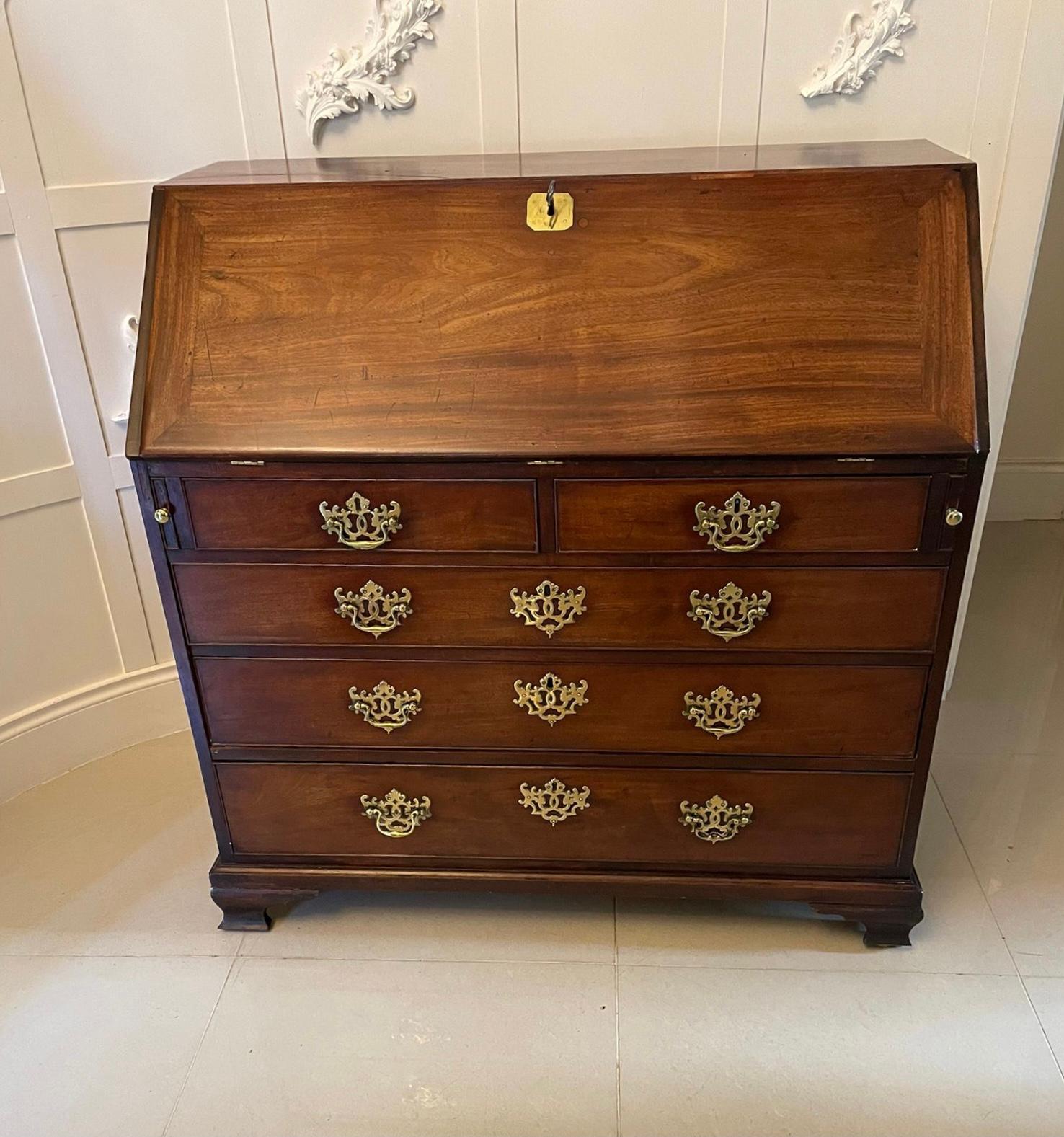 Outstanding Antique George III Quality Mahogany Bureau For Sale 1