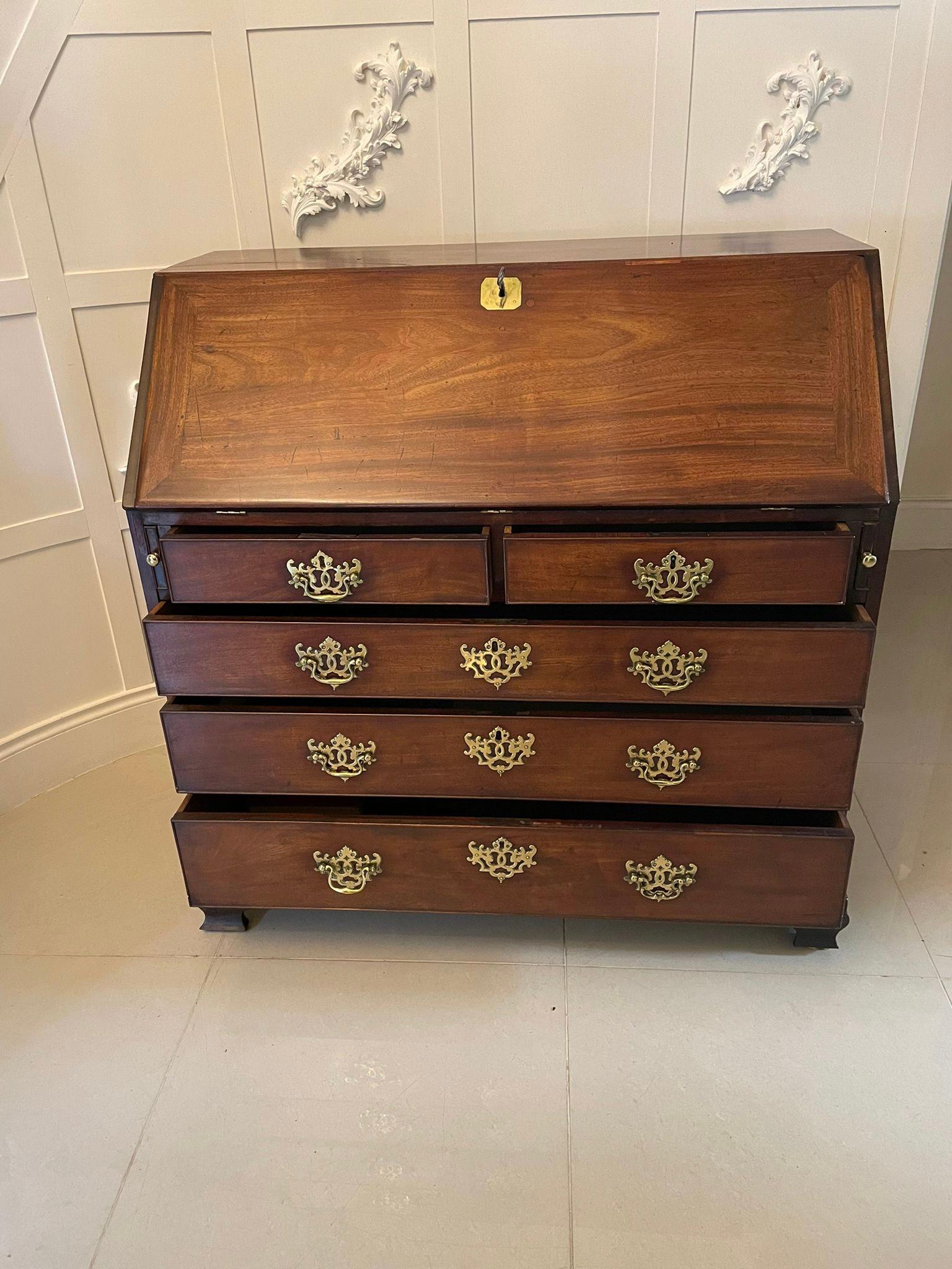 Outstanding Antique George III Quality Mahogany Bureau For Sale 4