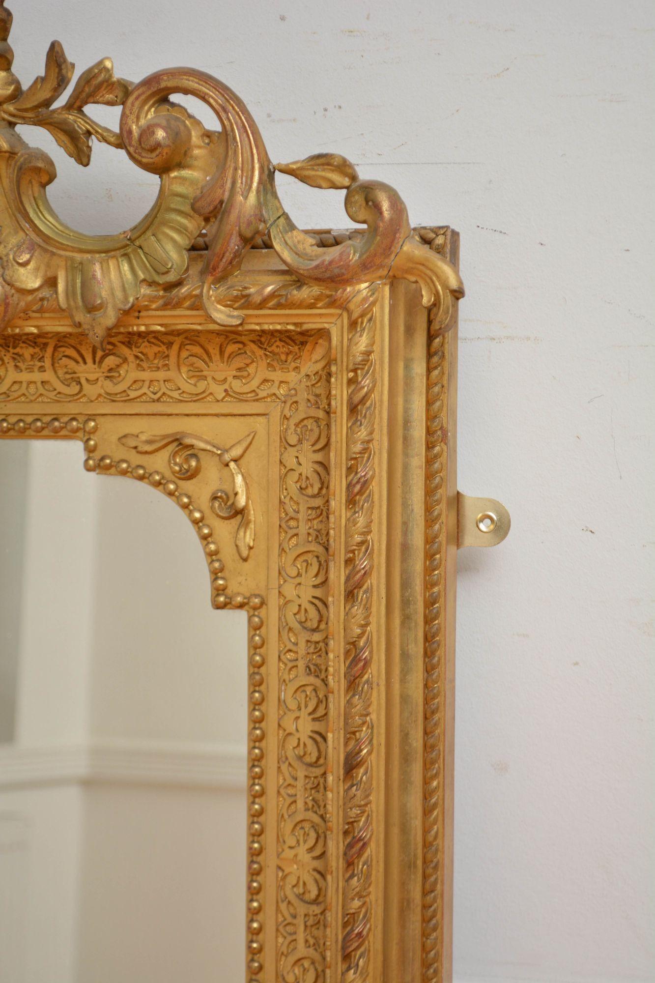 Outstanding Antique Giltwood Mirror H155cm For Sale 4