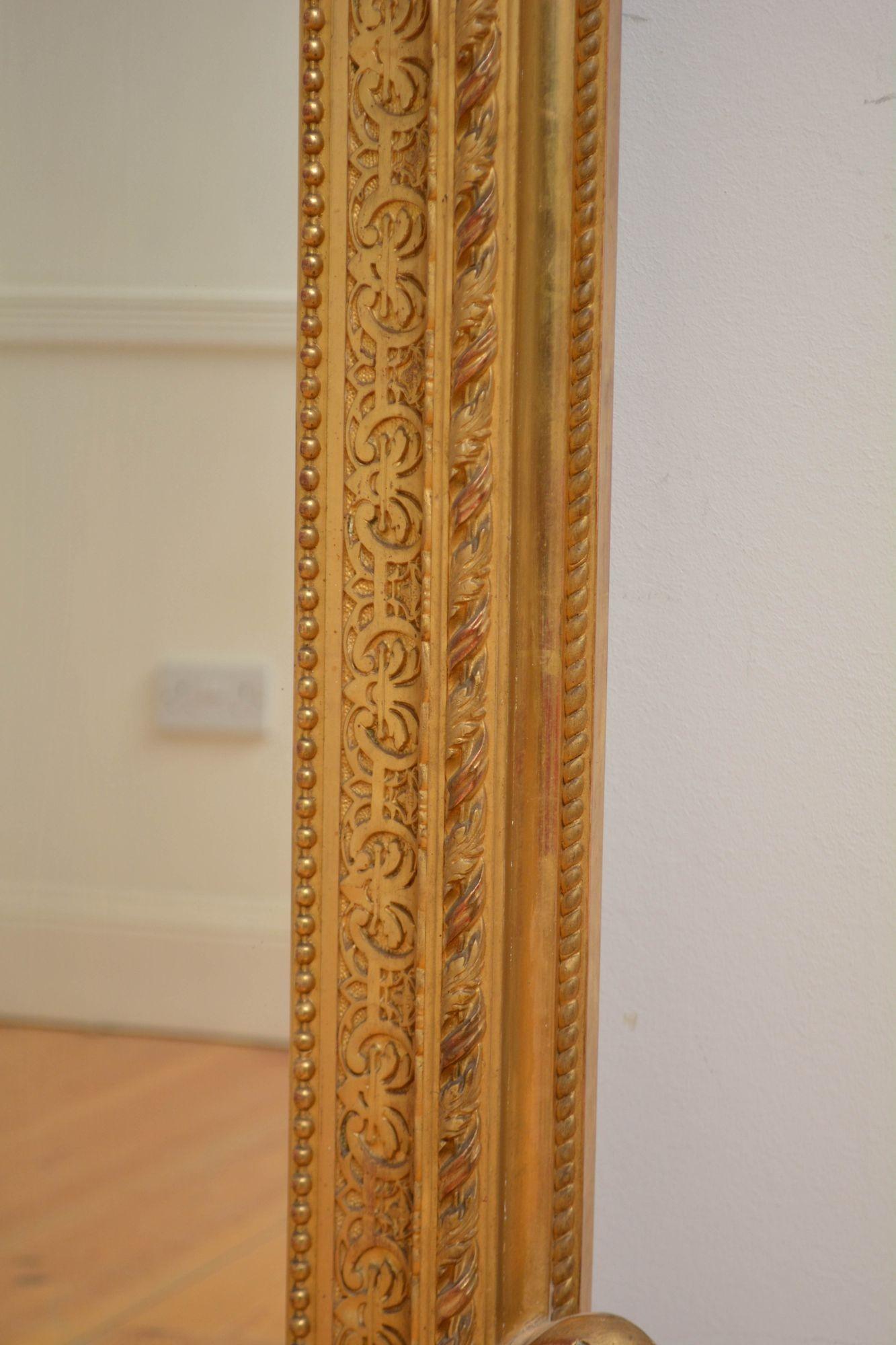 Outstanding Antique Giltwood Mirror H155cm For Sale 6