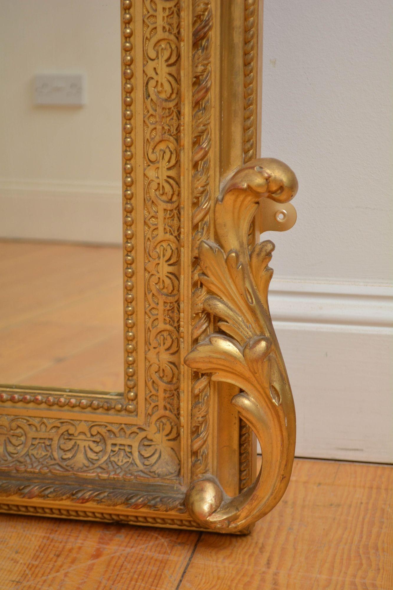 Outstanding Antique Giltwood Mirror H155cm For Sale 7