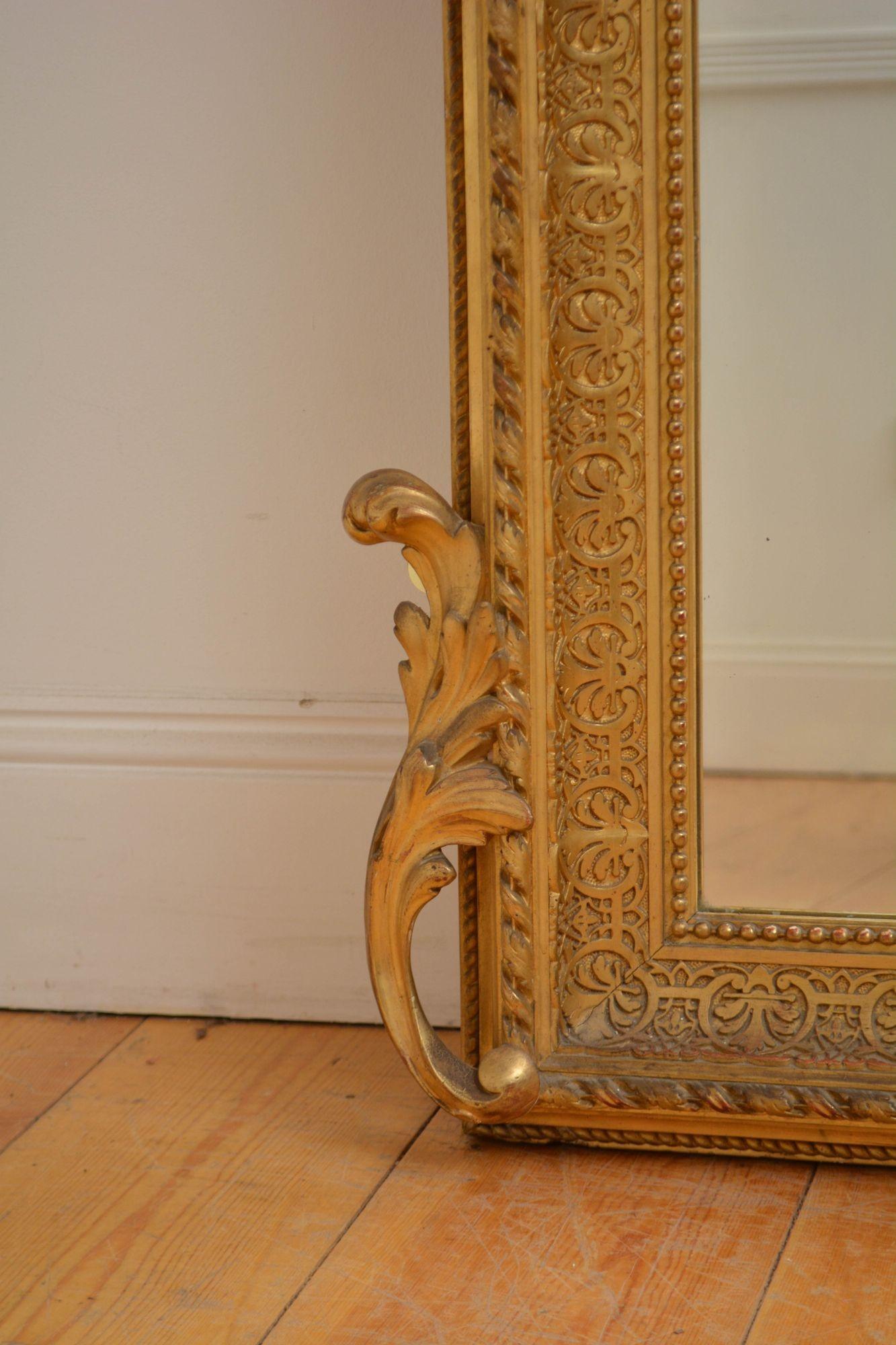 French Outstanding Antique Giltwood Mirror H155cm For Sale