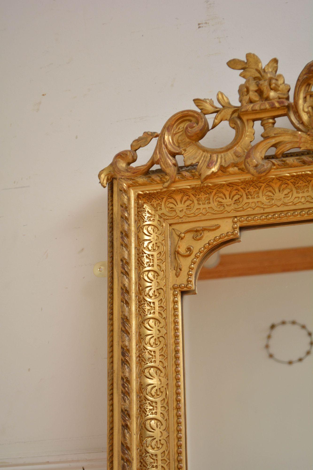 19th Century Outstanding Antique Giltwood Mirror H155cm For Sale