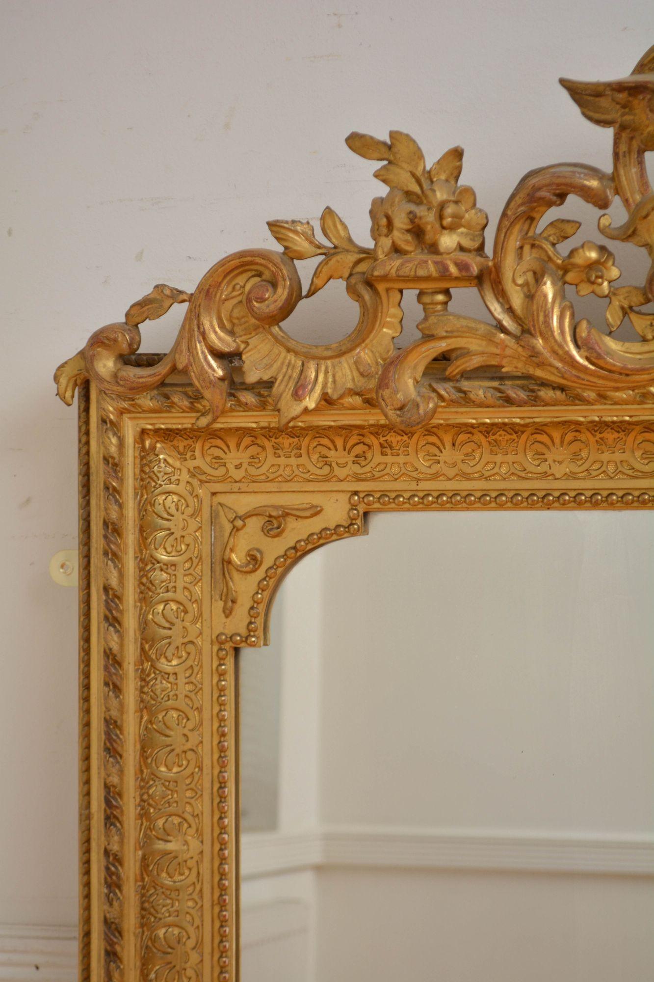 Birch Outstanding Antique Giltwood Mirror H155cm For Sale