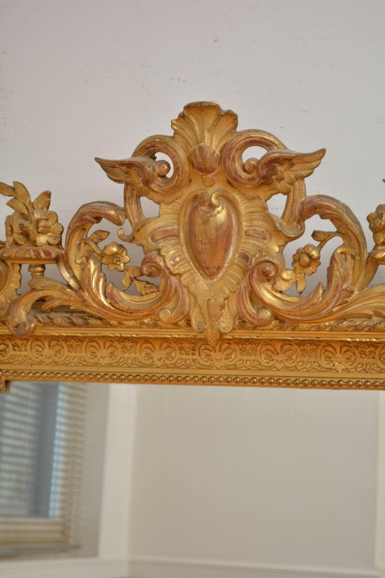 Outstanding Antique Giltwood Mirror H155cm For Sale 1