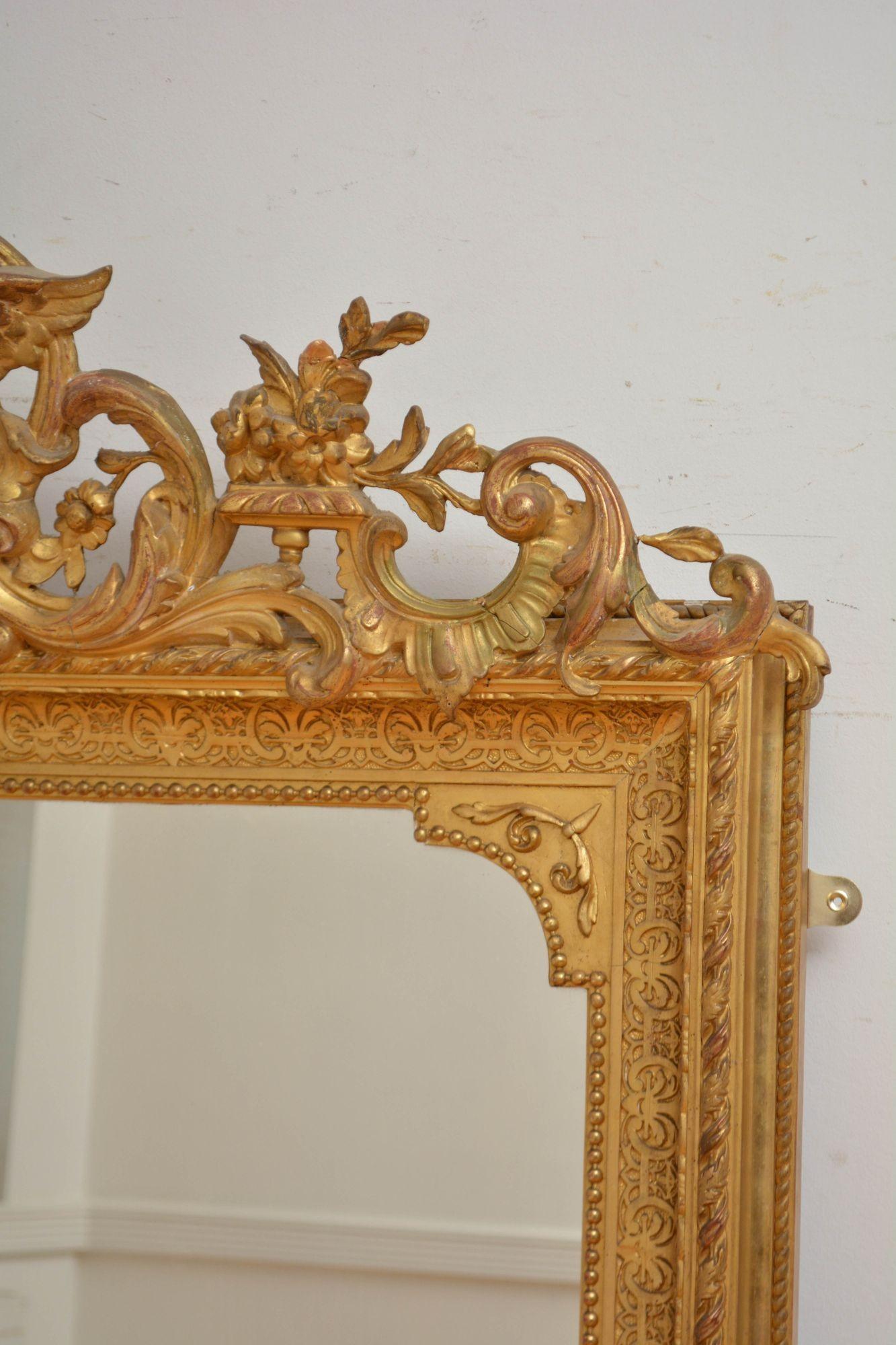 Outstanding Antique Giltwood Mirror H155cm For Sale 2