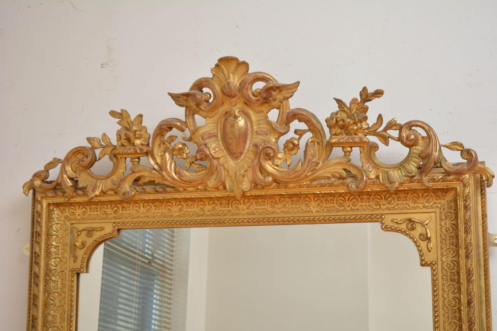 Outstanding Antique Giltwood Mirror H155cm For Sale 3