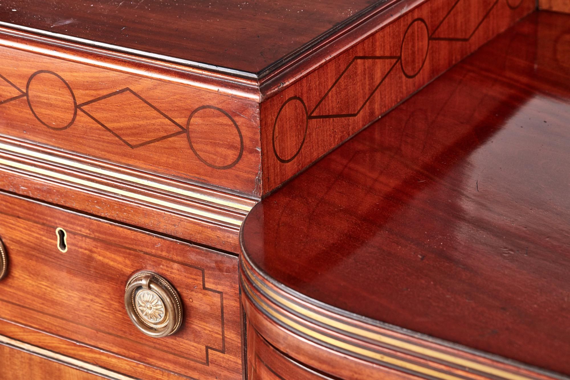 Inlay Outstanding Antique Regency Mahogany Brass Inlaid Sideboard