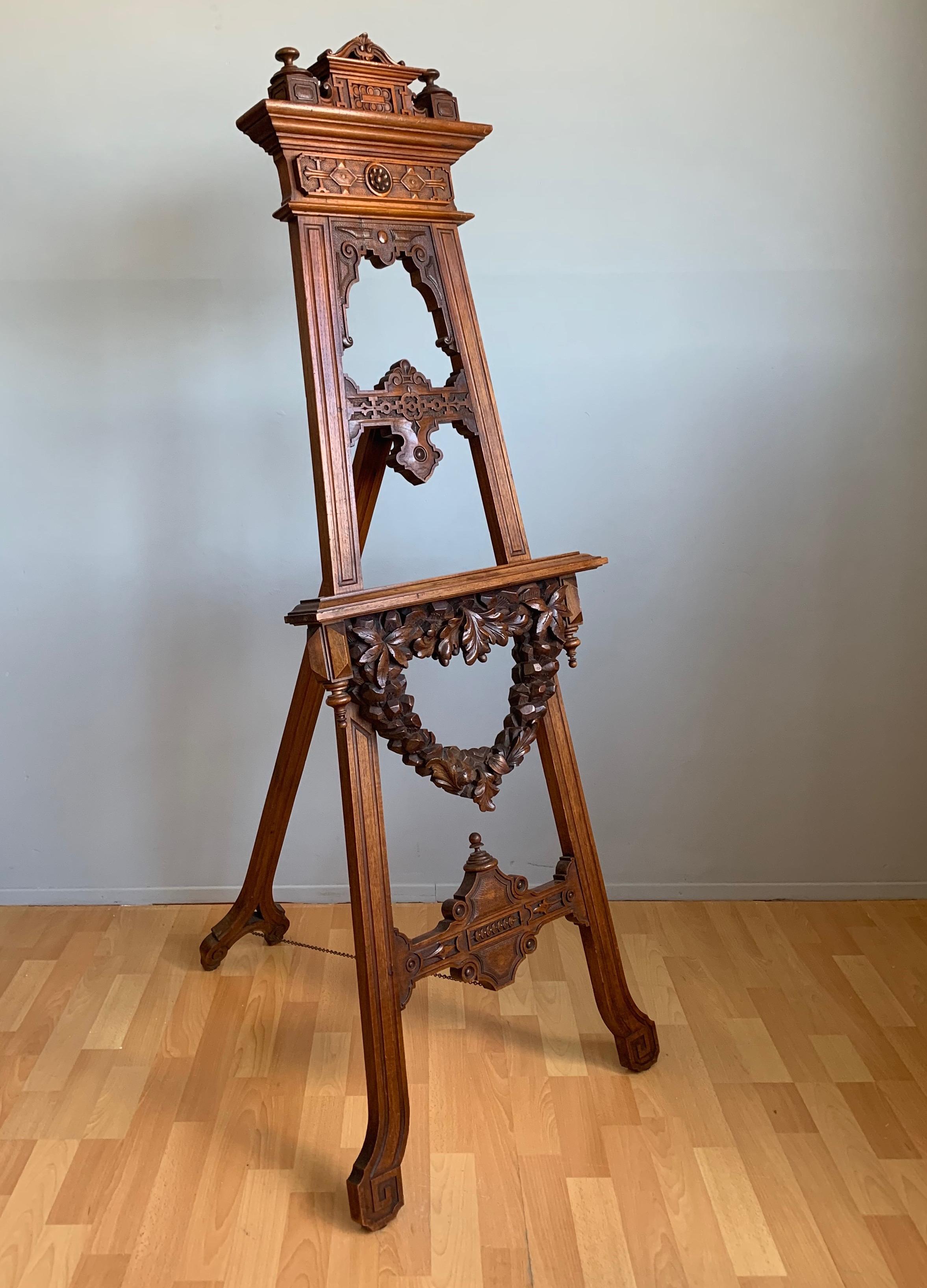 Outstanding Antique Studio or Gallery Easel / Painting Display Stand with Wreath 9