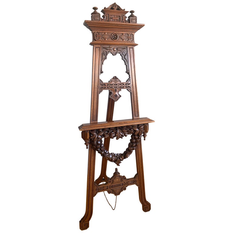 Outstanding Antique Studio or Gallery Easel / Painting Display Stand with  Wreath at 1stDibs