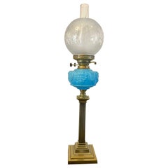 Outstanding Antique Victorian Brass Corinthian Column Oil Lamp