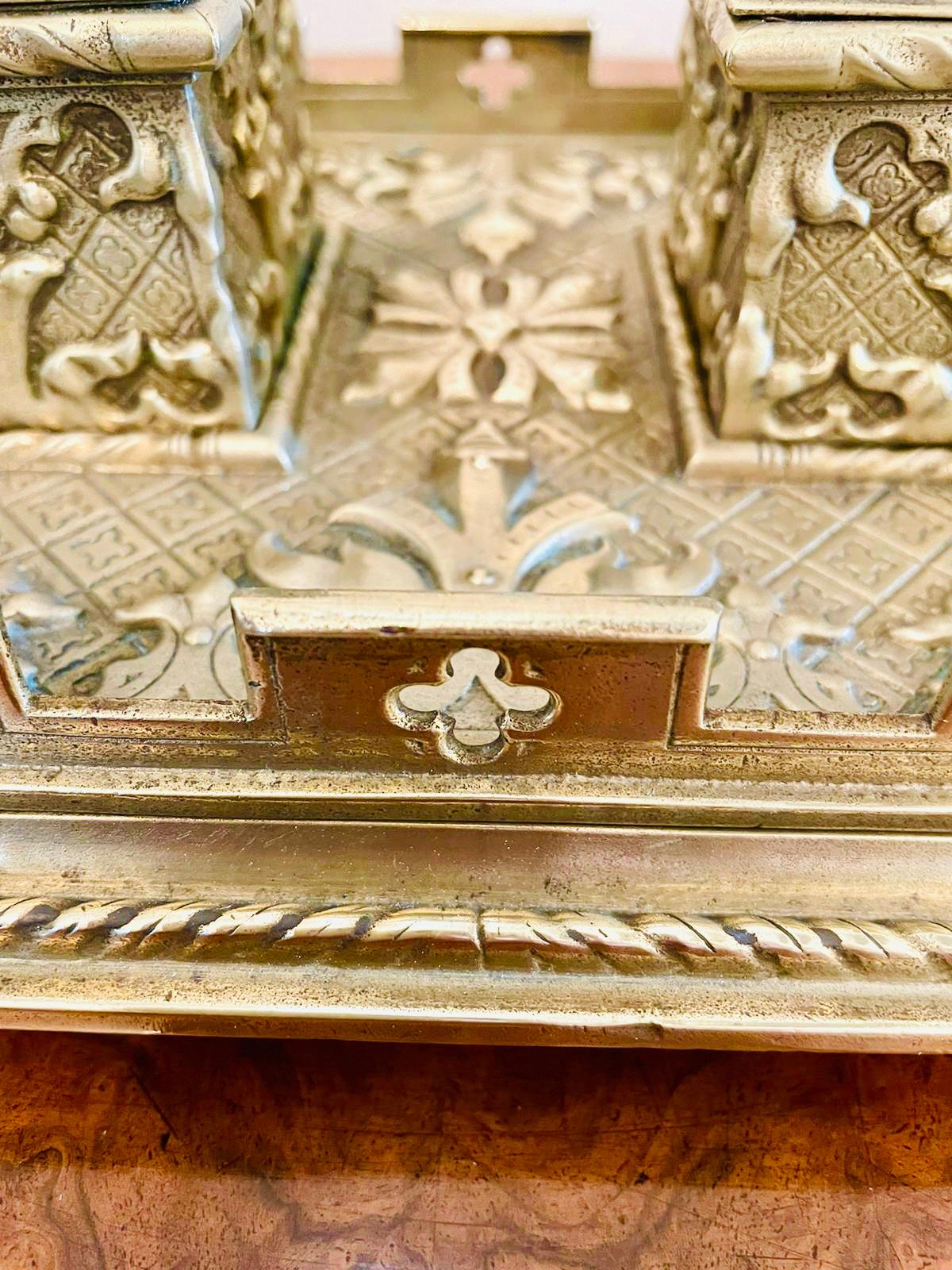 Outstanding Antique Victorian Brass Desk Set For Sale 4