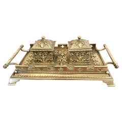 Outstanding Antique Victorian Brass Desk Set