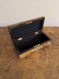 Outstanding antique Victorian burr walnut and brass mounted jewellery box