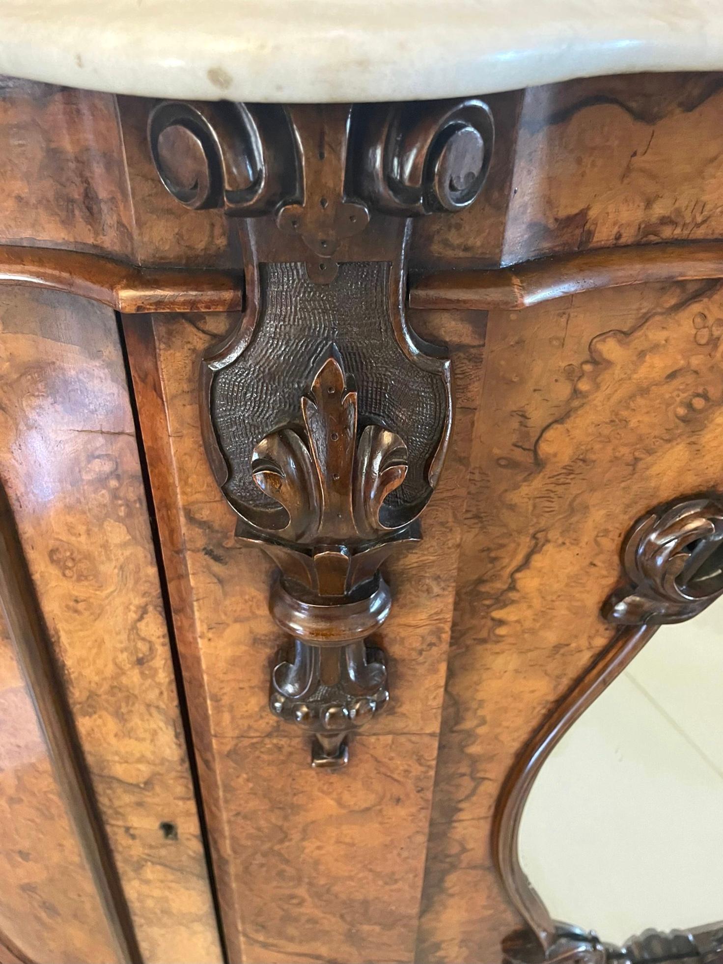 Outstanding Antique Victorian Burr Walnut Mirror Back Credenza/Sideboard For Sale 6