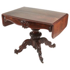 Remarquable table de canapé victorienne ancienne en bois de rose sculpté