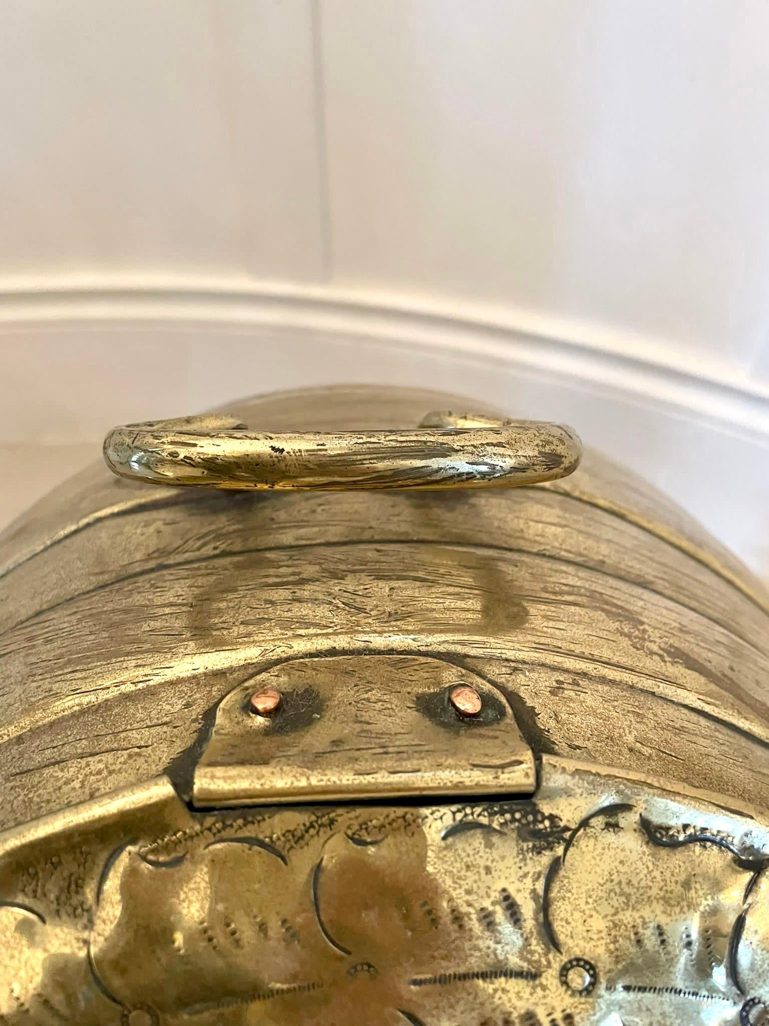 Outstanding Antique Victorian Ornate Brass Coal Bucket 2