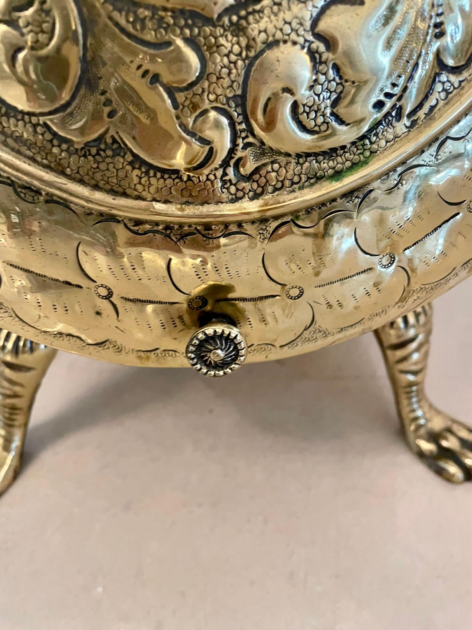 Outstanding Antique Victorian Ornate Brass Coal Bucket 4
