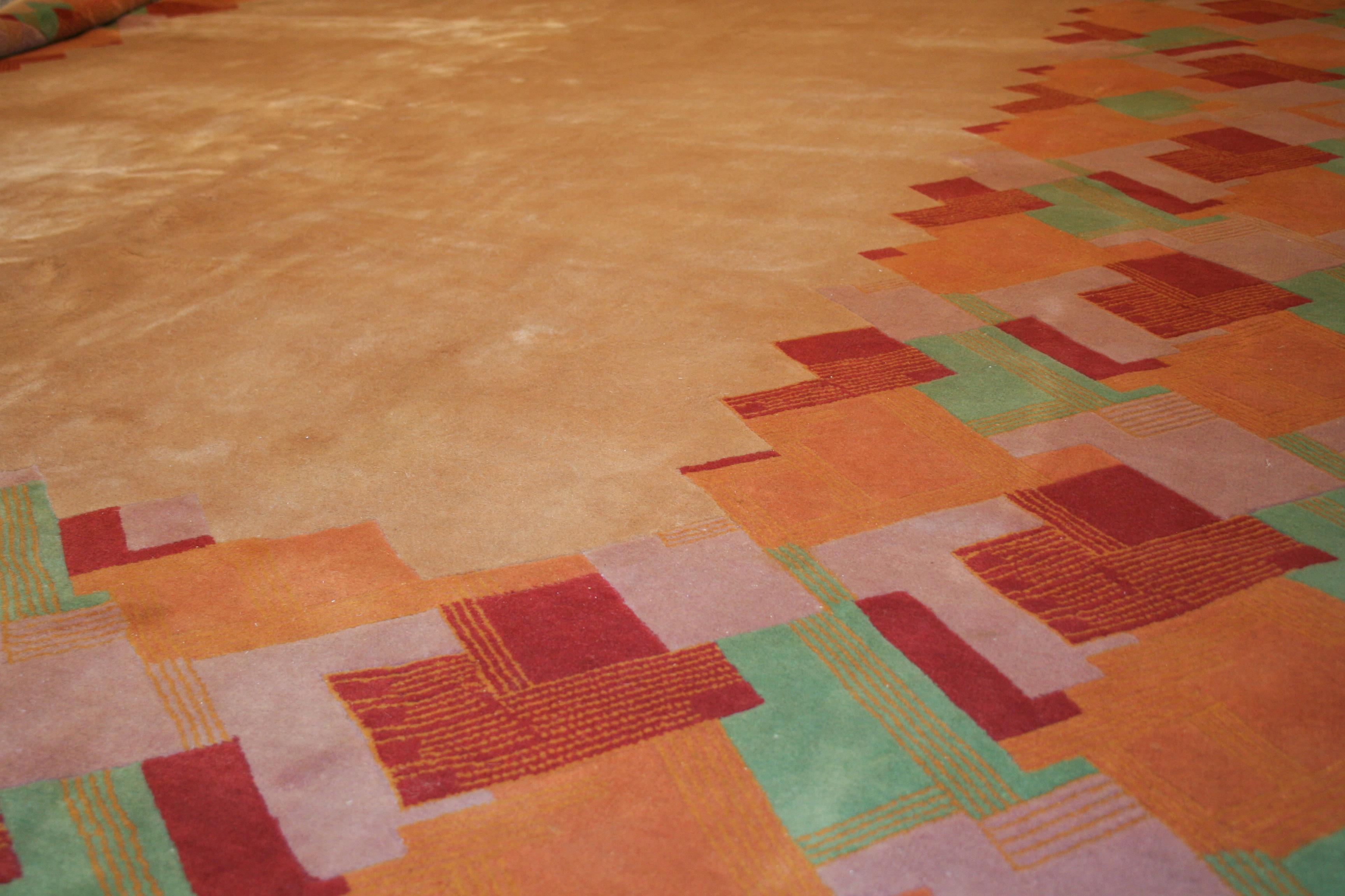Mid-20th Century Outstanding Art Deco Chinese Rug with Cubist Border by Nichols & Co. For Sale