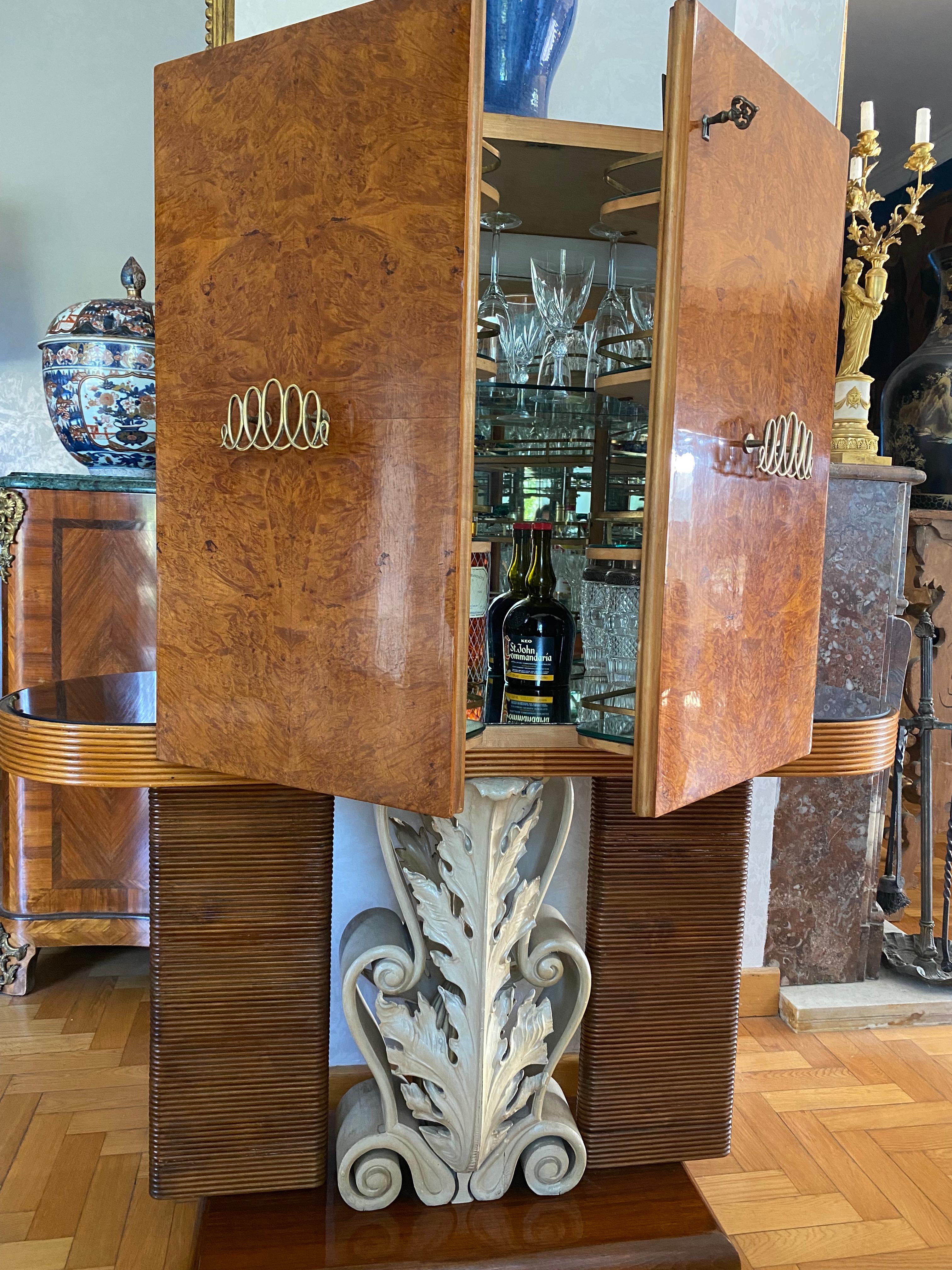 Outstanding Art Deco Italian Bar Cabinet by Pierluigi Colli For Sale 3