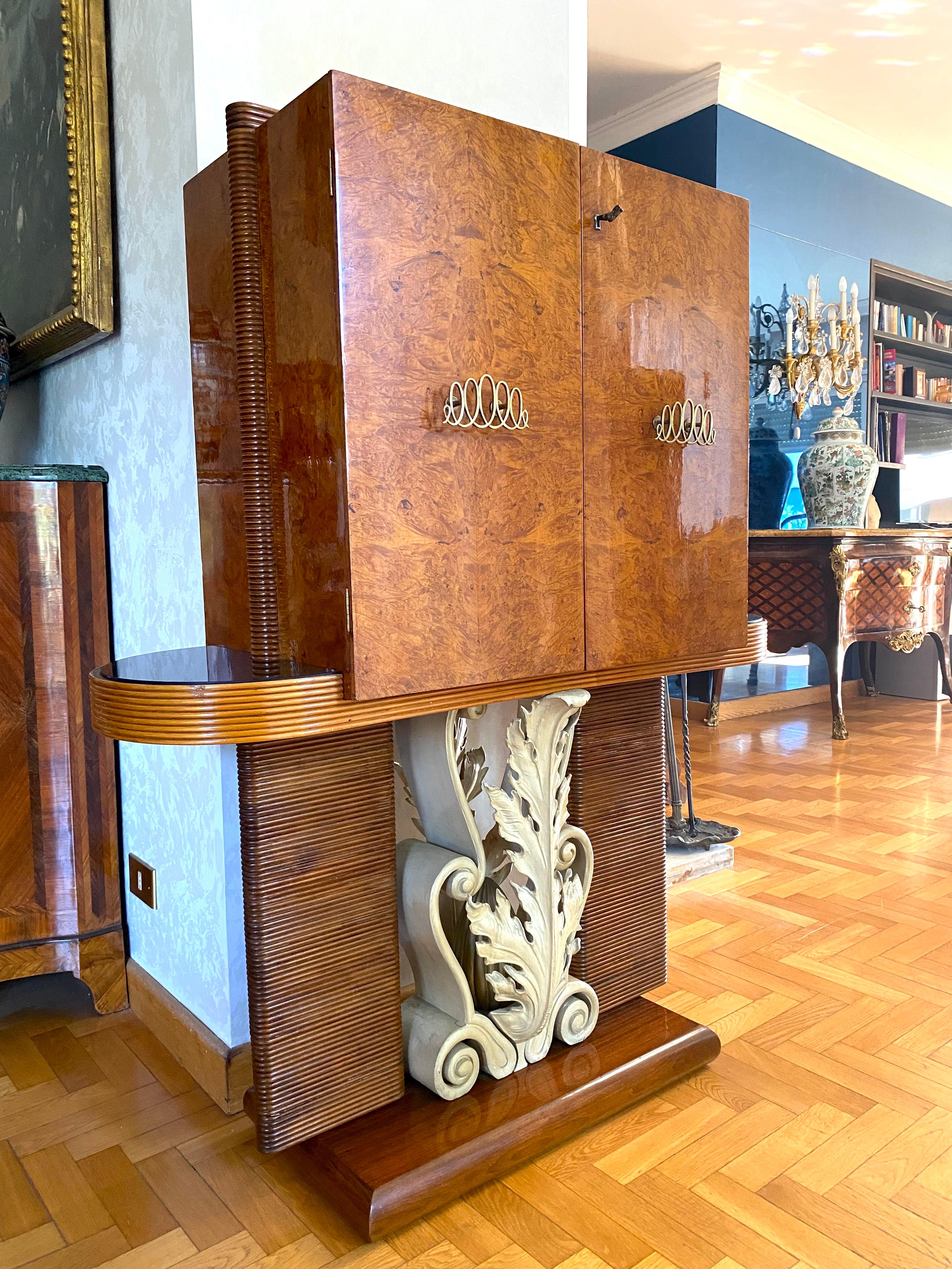 20th Century Outstanding Art Deco Italian Bar Cabinet by Pierluigi Colli For Sale