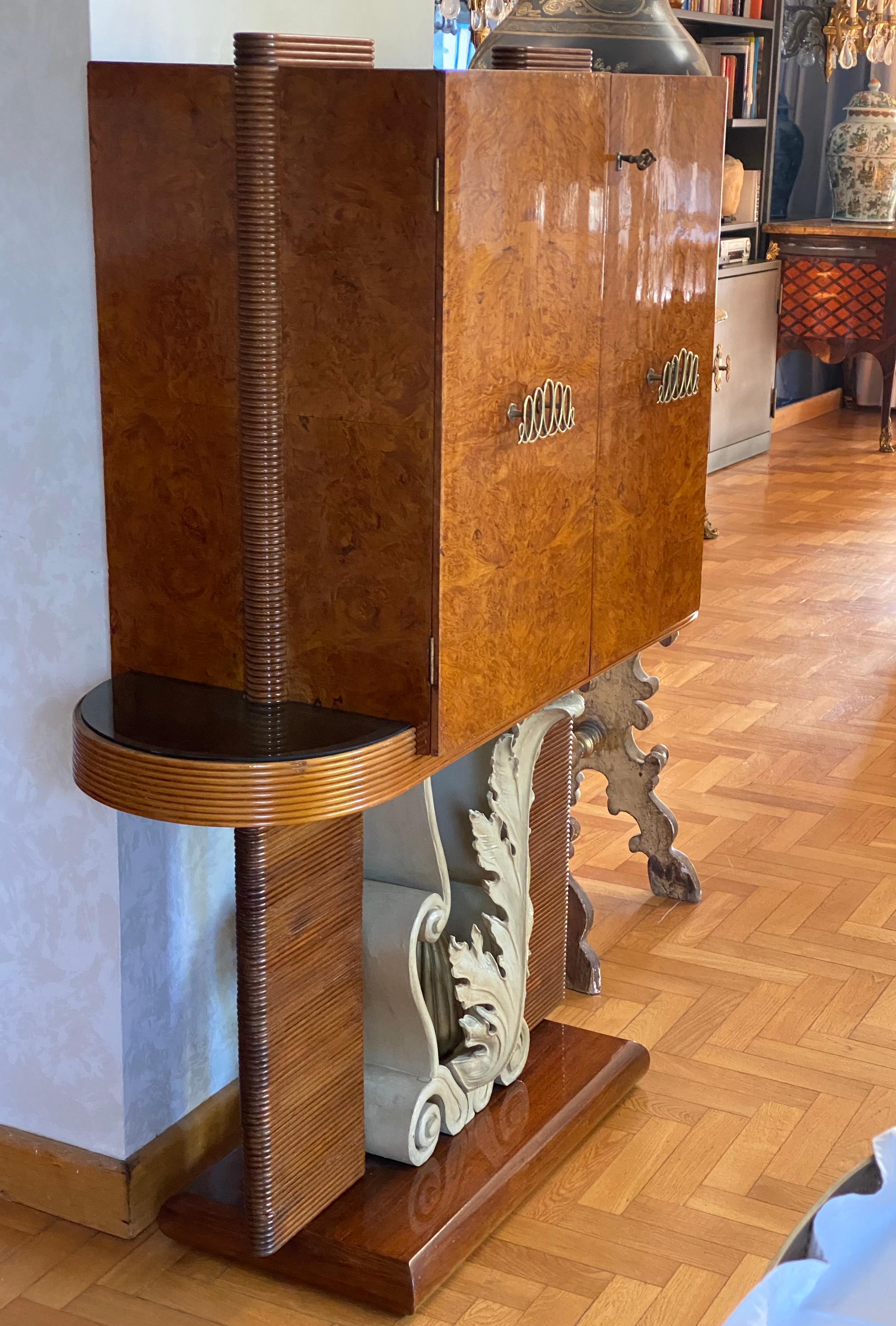 Bois Remarquable meuble de bar italien Art Déco par Pierluigi Colli en vente