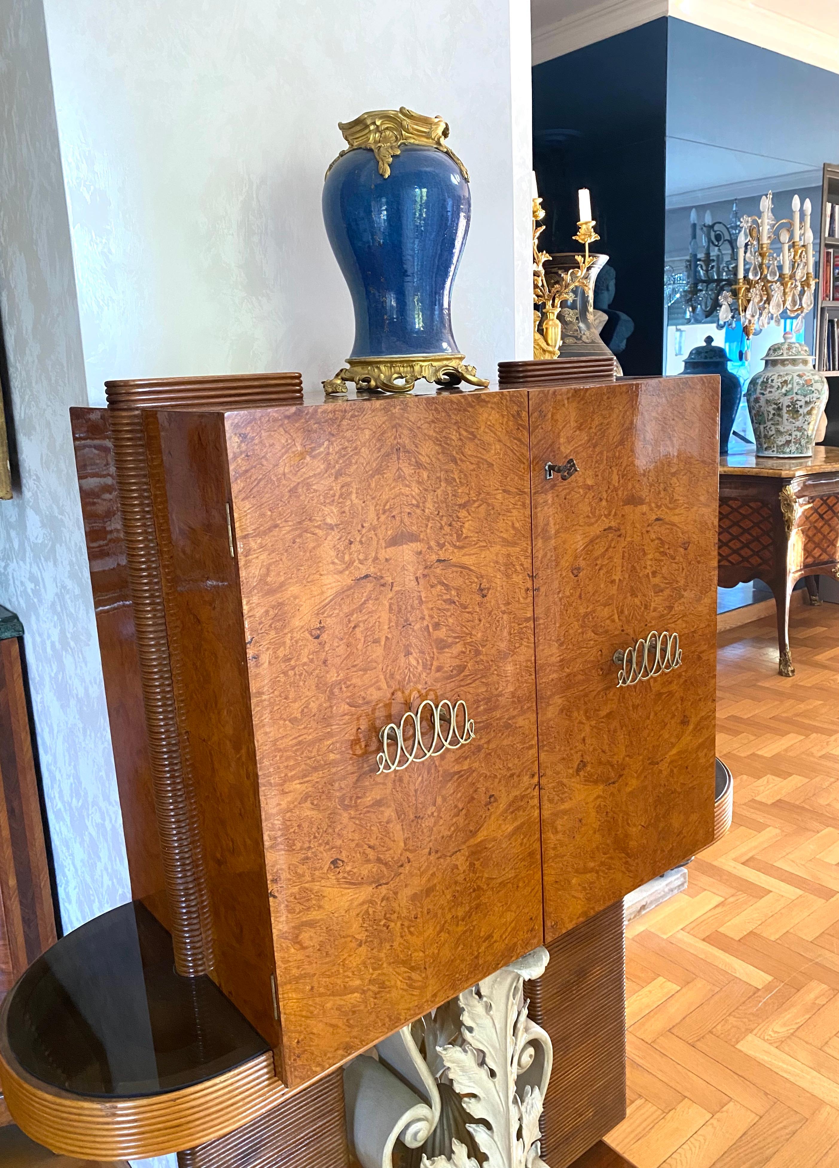 Wood Outstanding Art Deco Italian Bar Cabinet by Pierluigi Colli For Sale