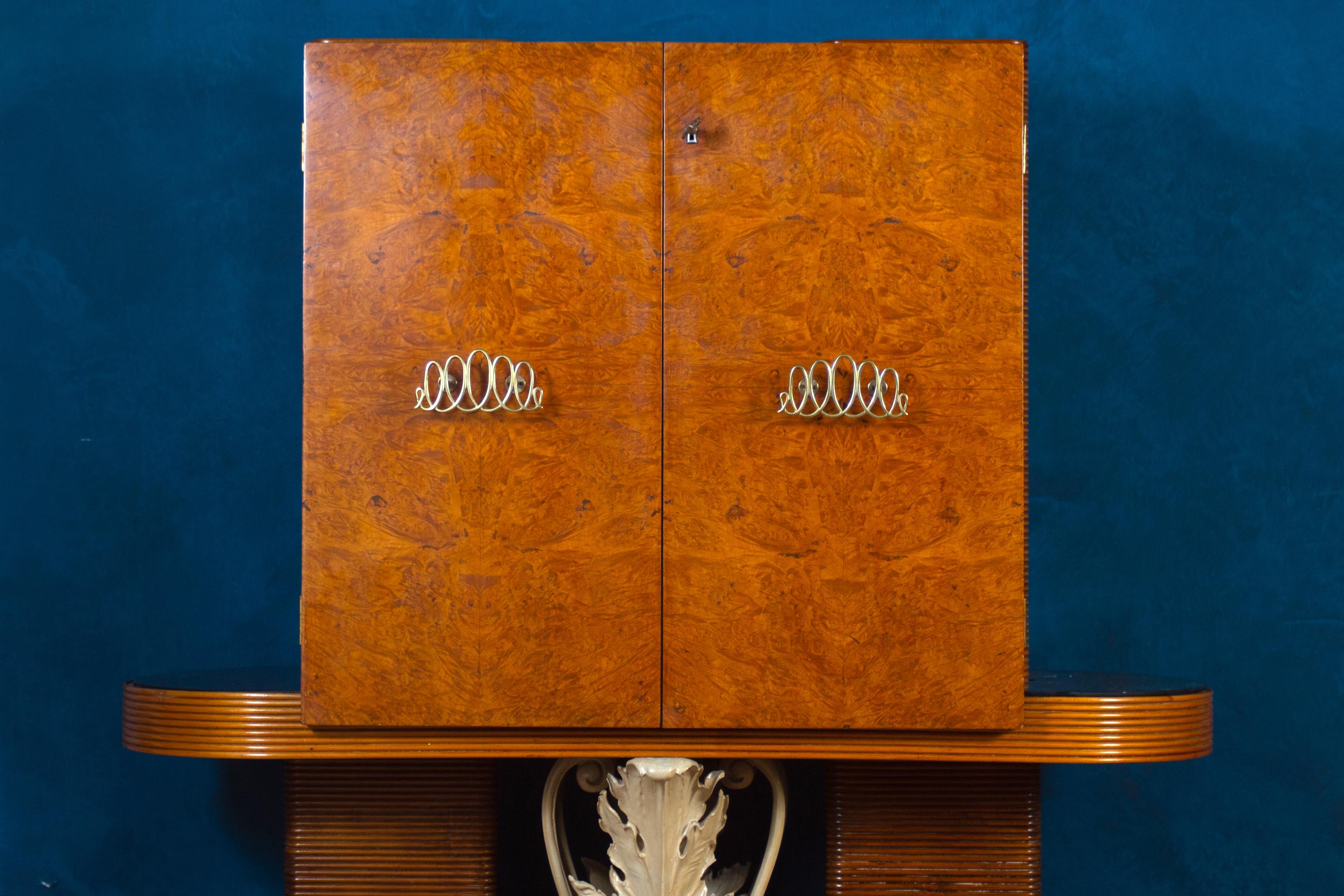 Wood Outstanding Art Deco Italian Bar Cabinet by Pierluigi Colli For Sale