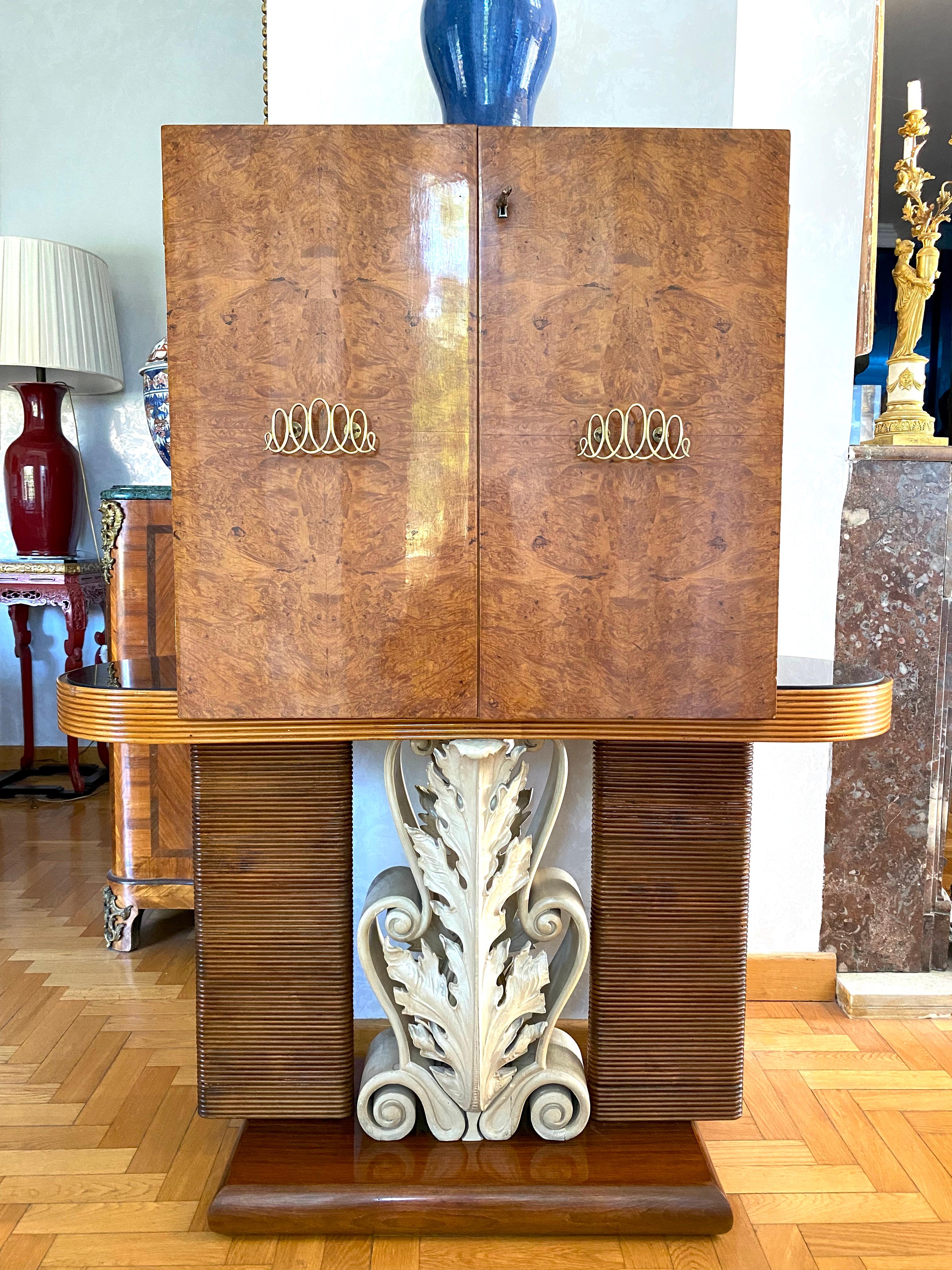 Outstanding Art Deco Italian Bar Cabinet by Pierluigi Colli For Sale 1
