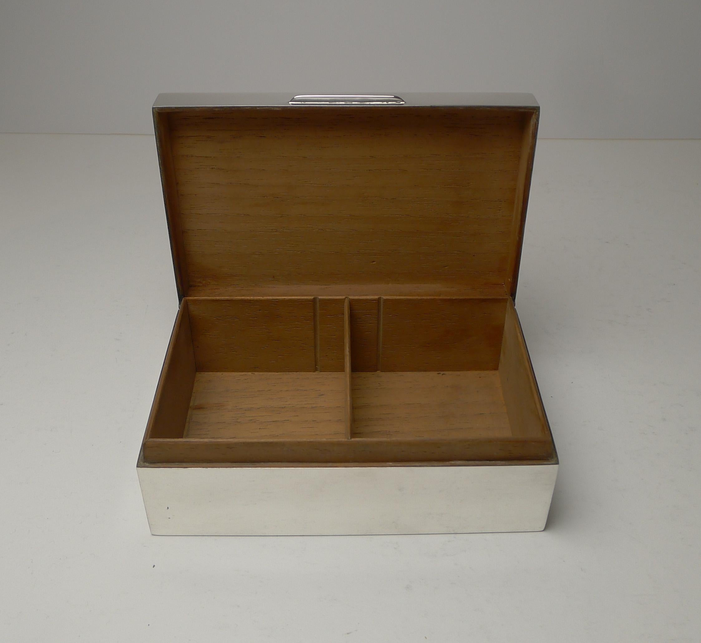 Outstanding Art Deco Silver Cigarette / Table Box, 1934 4
