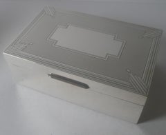 Outstanding Art Deco Silver Cigarette / Table Box - 1934