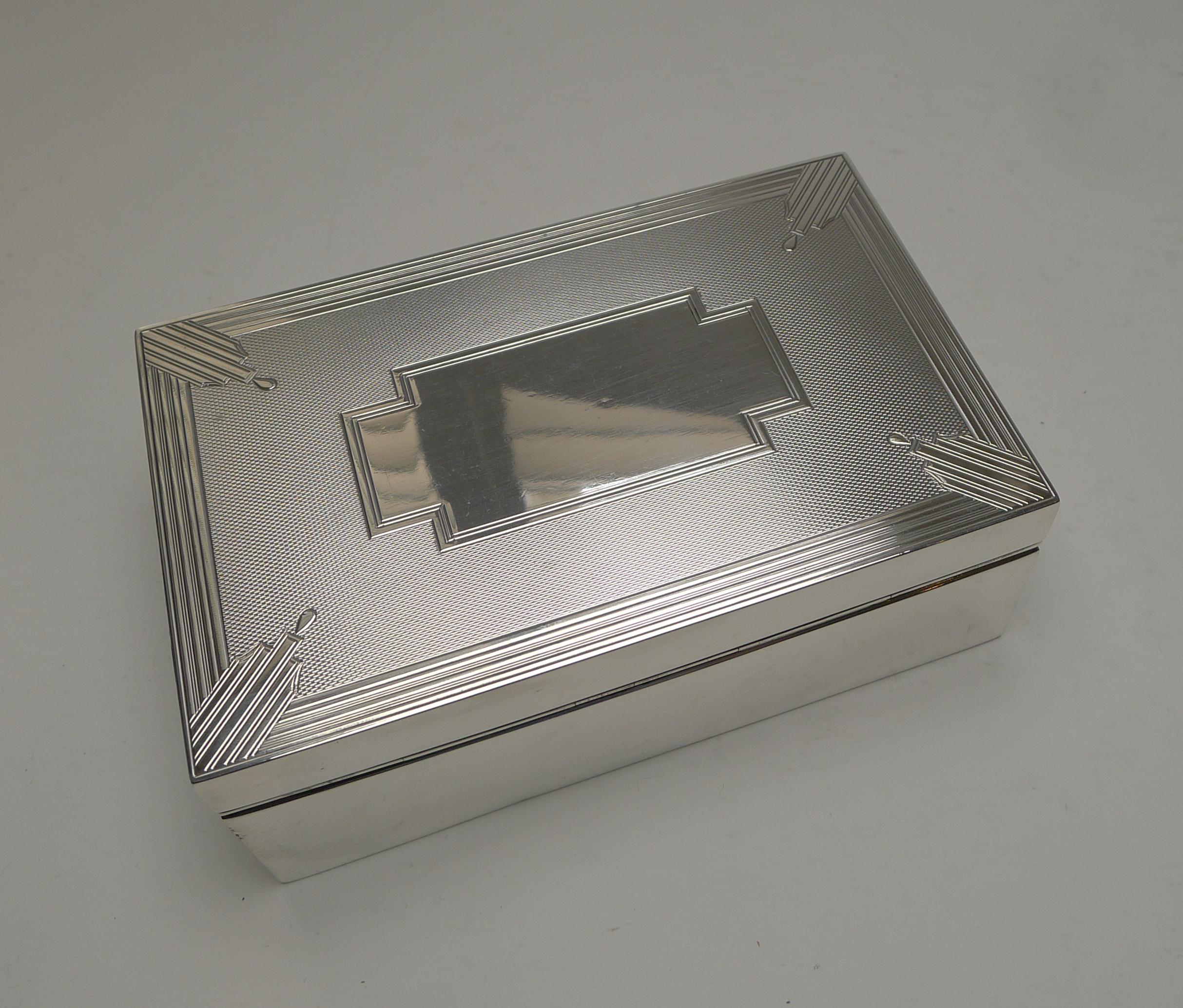 Outstanding Art Deco Silver Cigarette / Table Box, 1934 2
