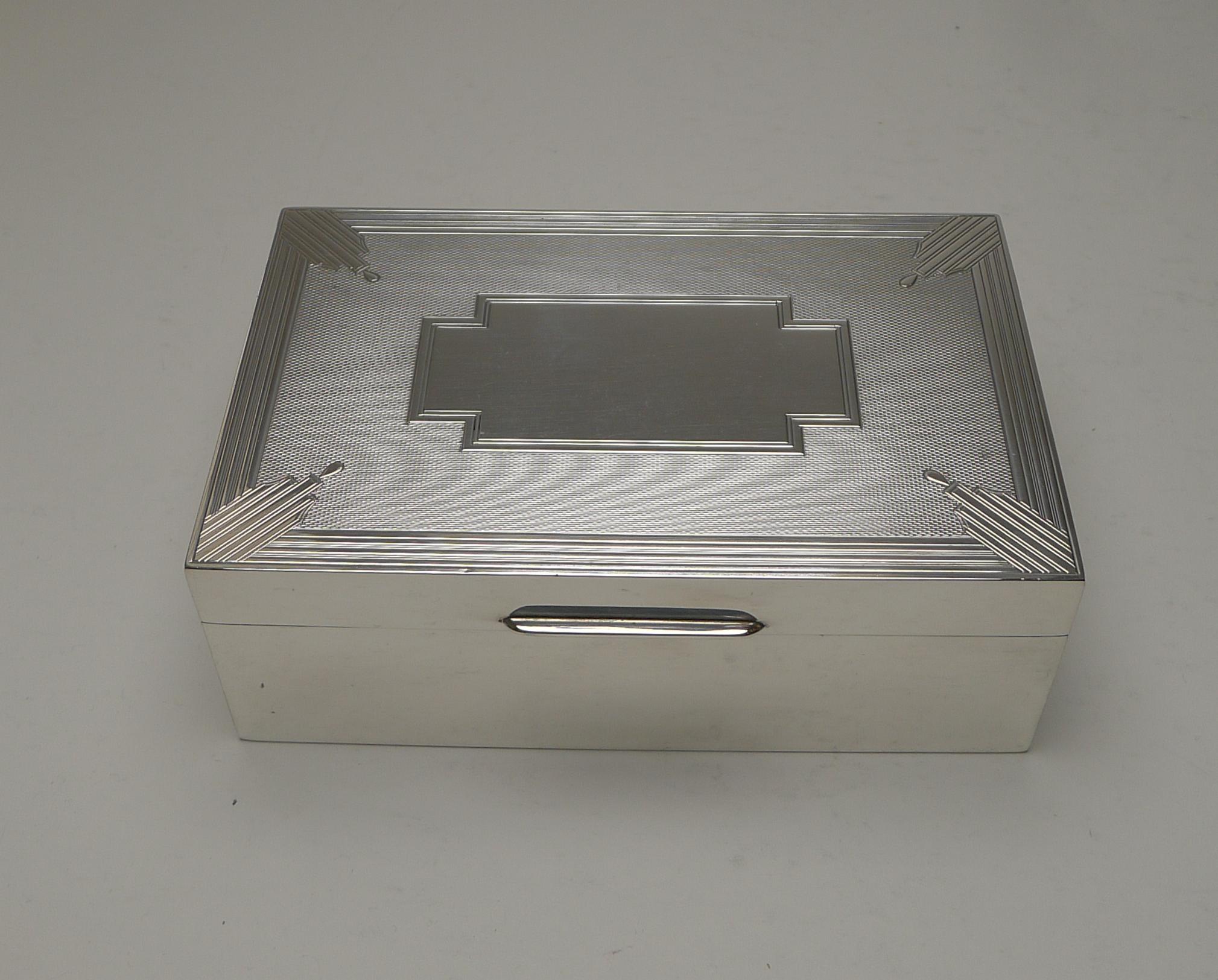 Outstanding Art Deco Silver Cigarette / Table Box, 1934 3