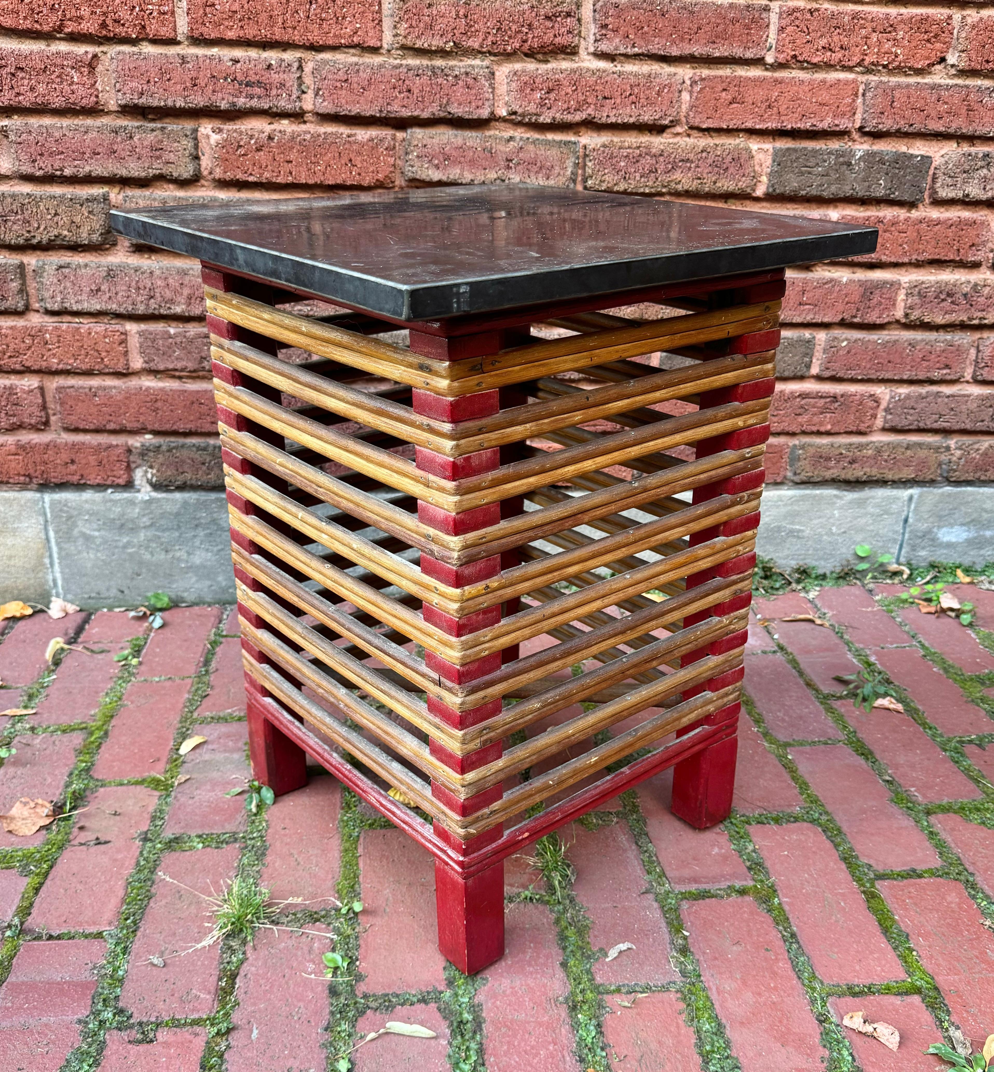 American Outstanding Art Deco Stick Wicker occ. table by Donald Deskey /Ypsilanti Reed For Sale