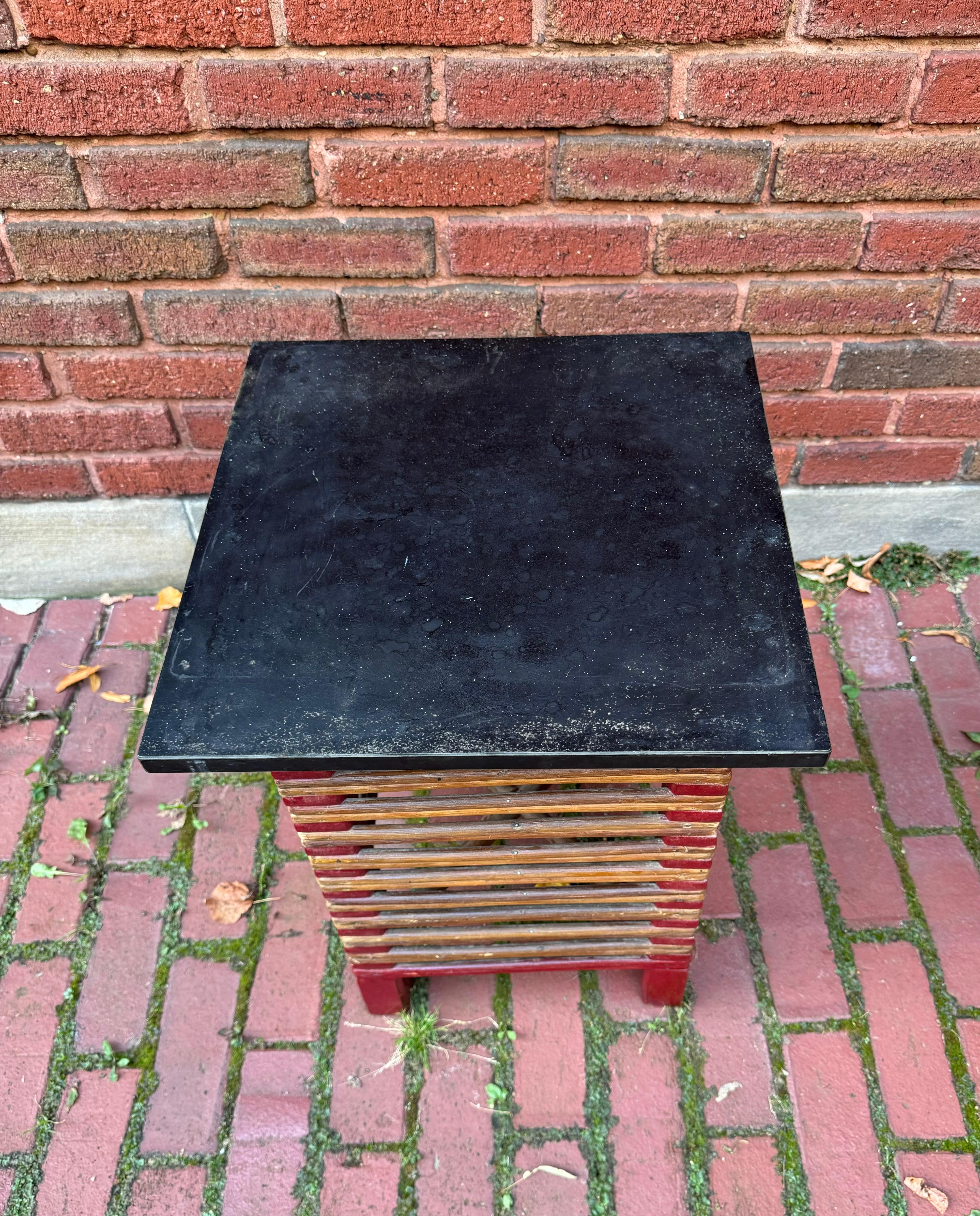 Outstanding Art Deco Stick Wicker occ. table by Donald Deskey /Ypsilanti Reed In Good Condition For Sale In Buffalo, NY