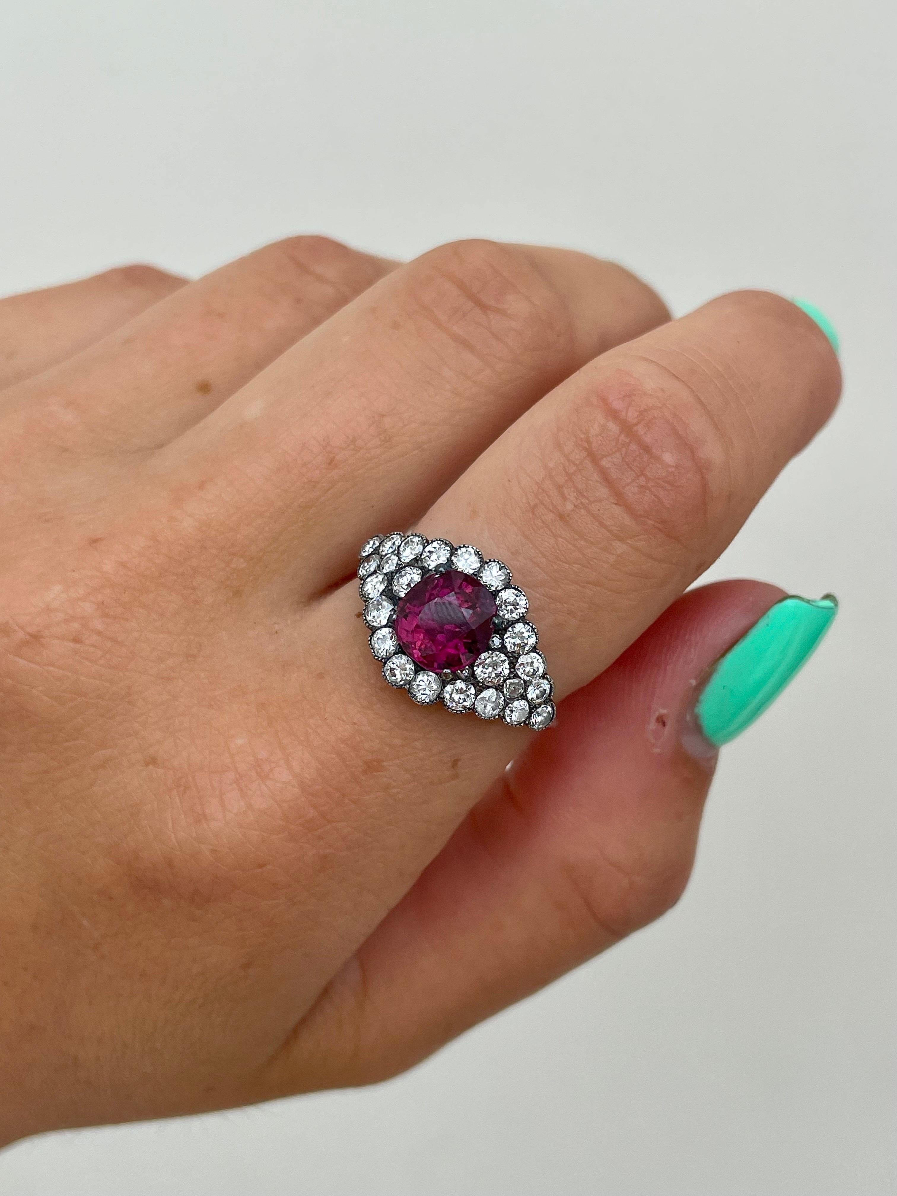 Outstanding Boxed Natural Unheated Ruby and Diamond Ring C.1910
 For Sale 2