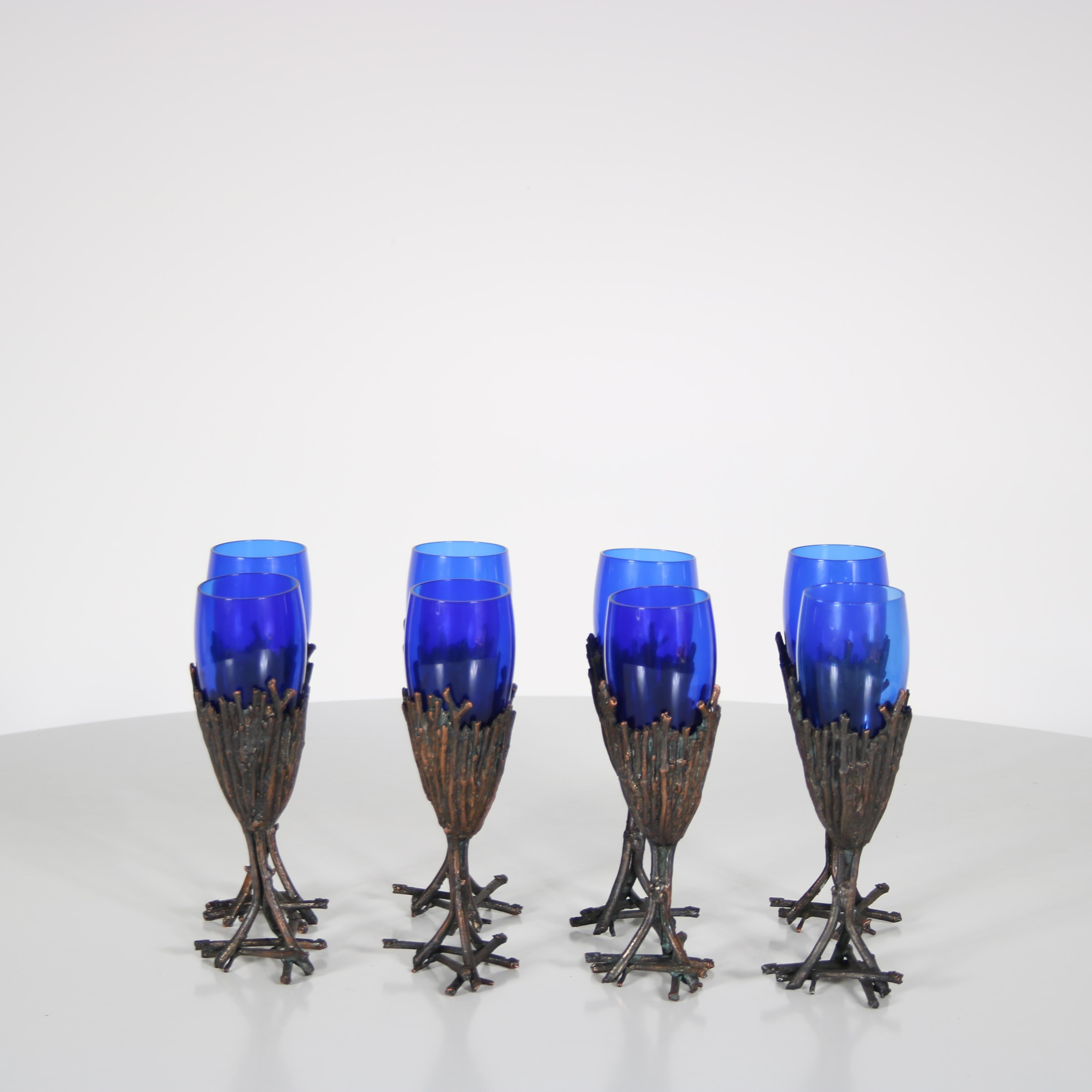Outstanding Bronze Glassware Set from France, 1970 4
