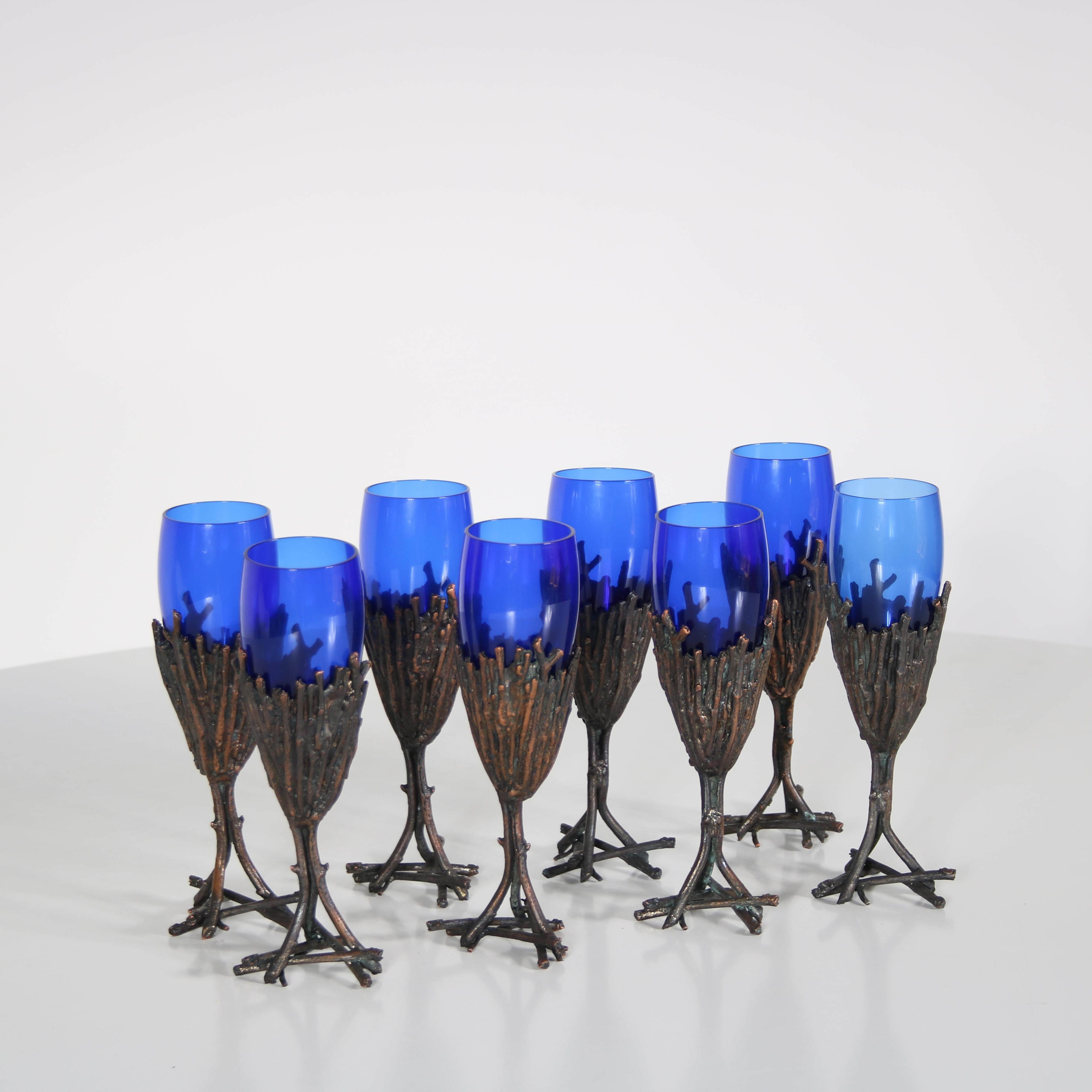 Outstanding Bronze Glassware Set from France, 1970 5