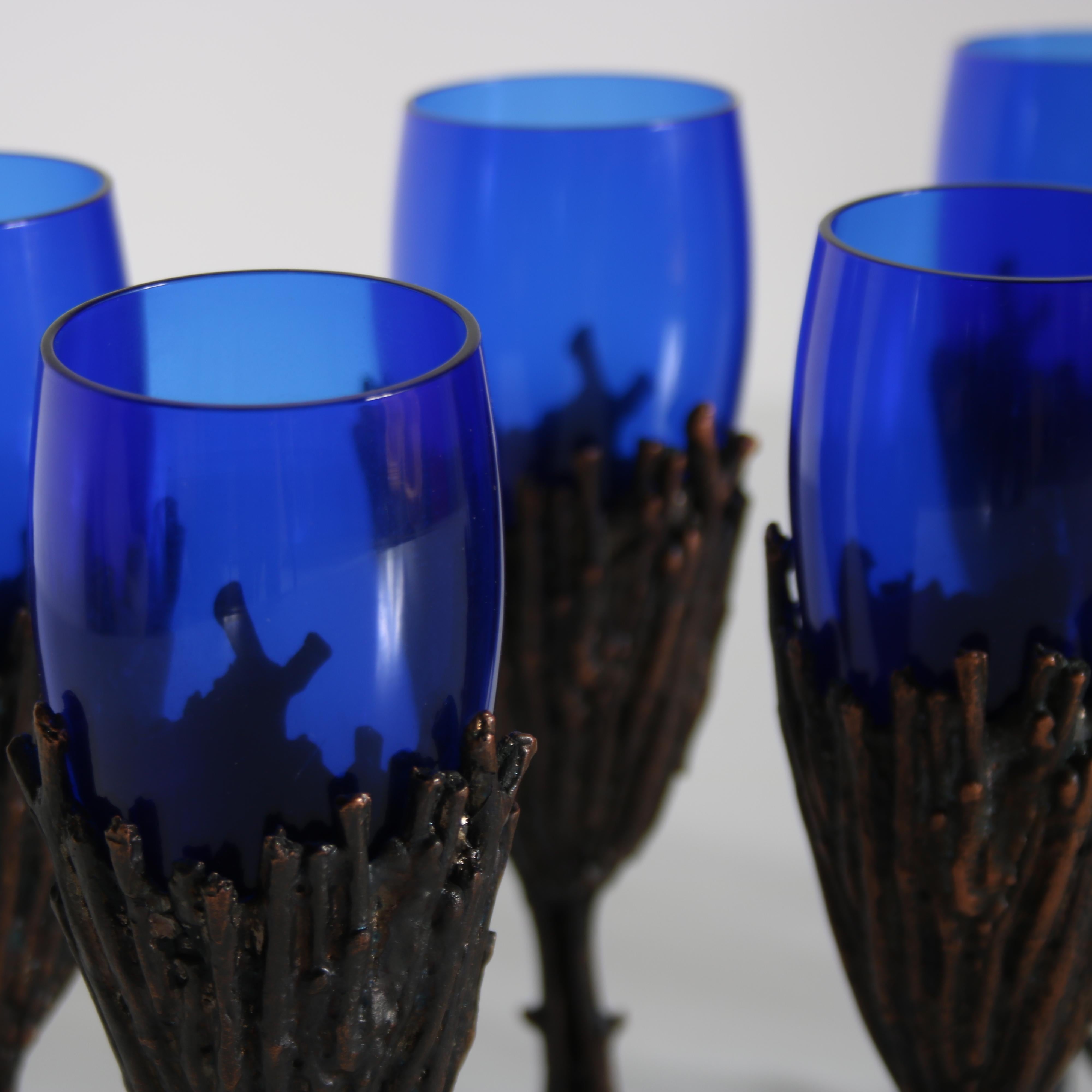 Outstanding Bronze Glassware Set from France, 1970 6