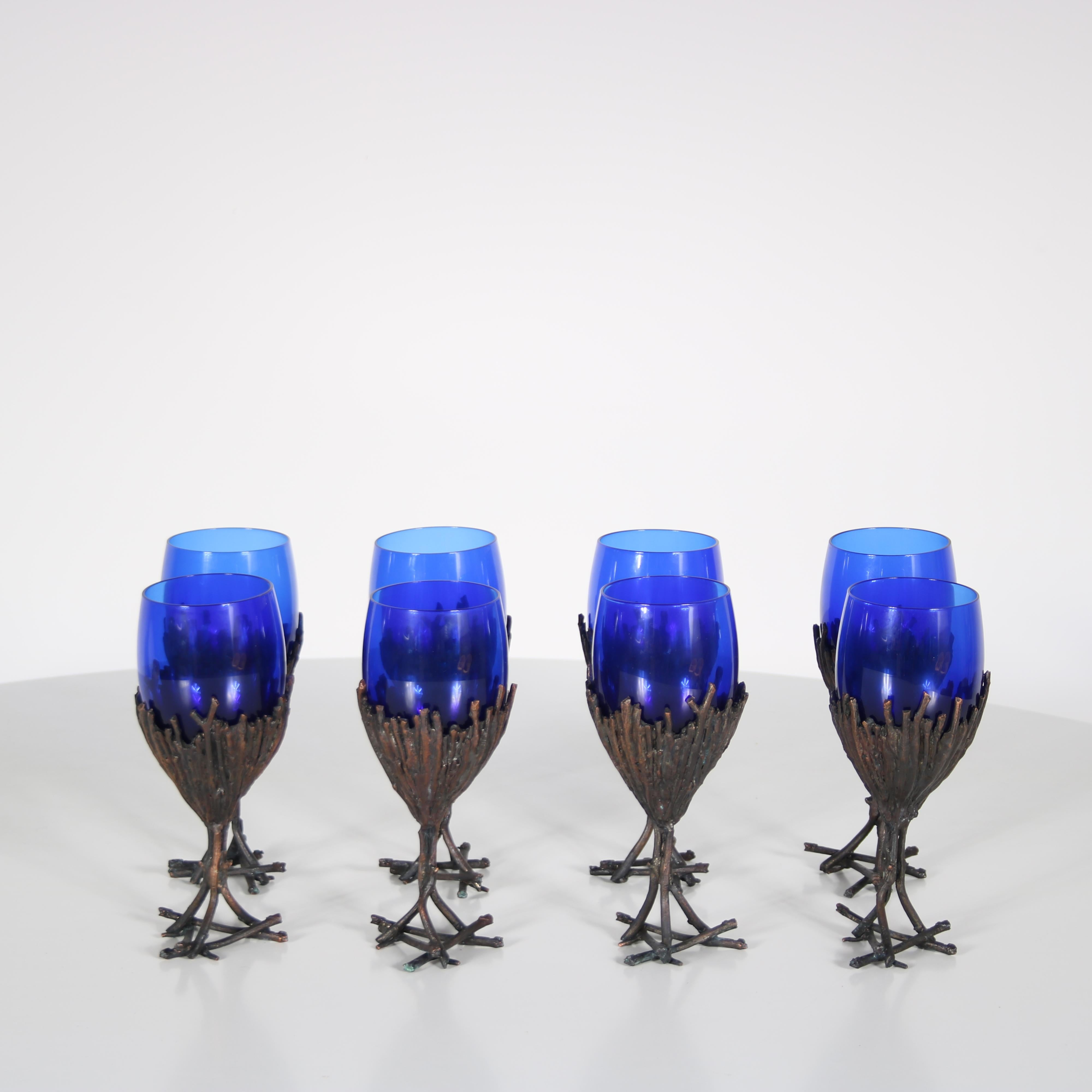 Outstanding Bronze Glassware Set from France, 1970 8