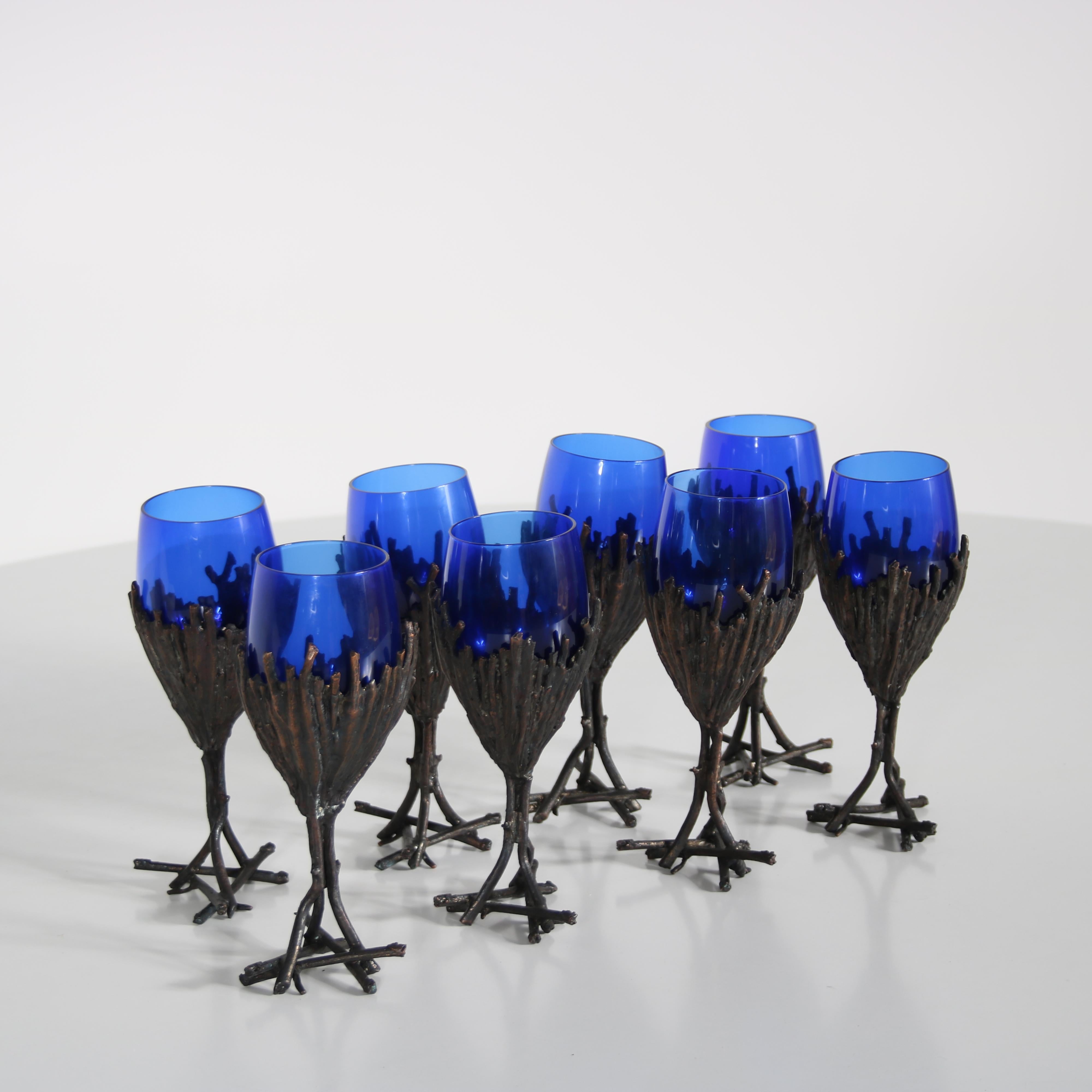Outstanding Bronze Glassware Set from France, 1970 In Good Condition In Amsterdam, NL