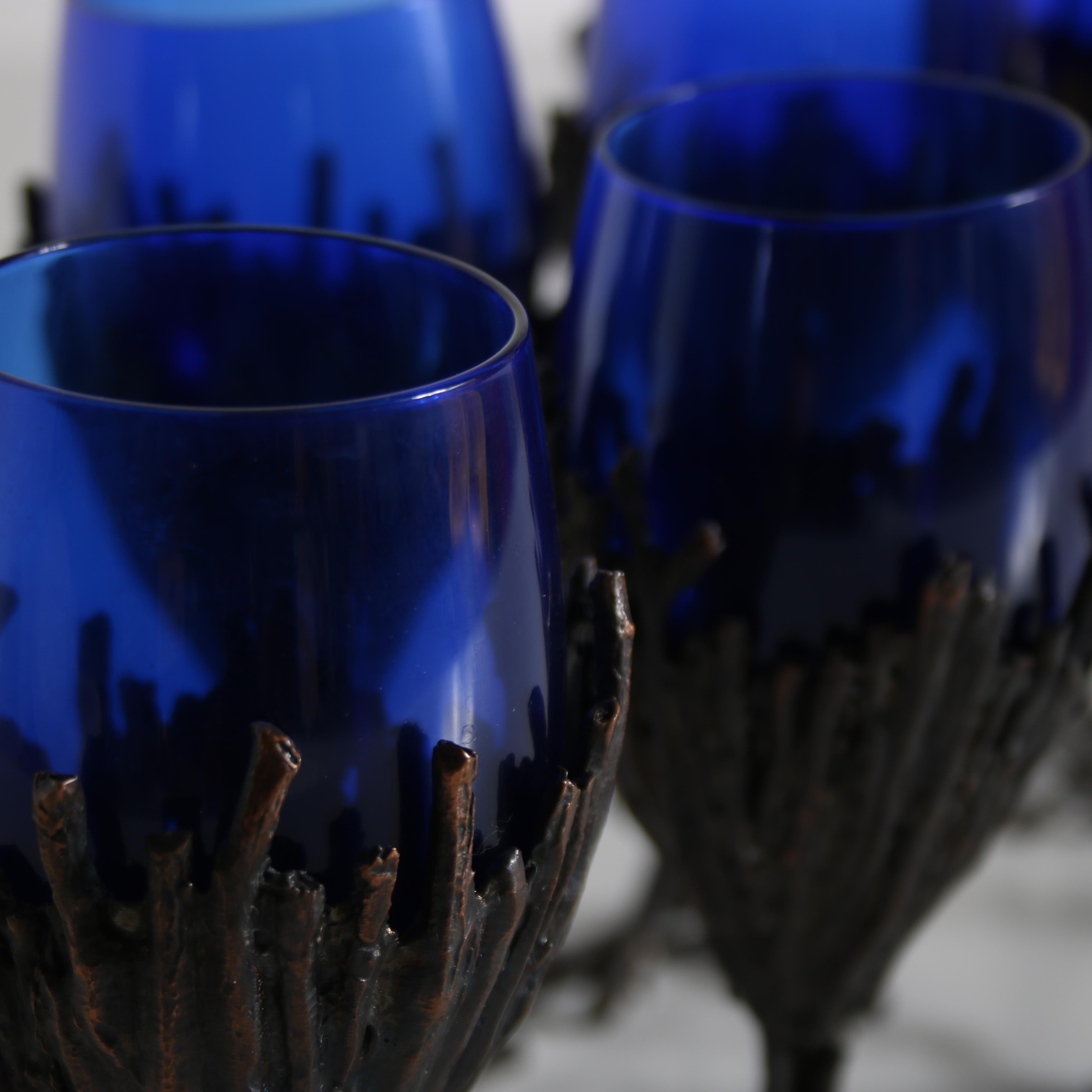 Outstanding Bronze Glassware Set from France, 1970 1