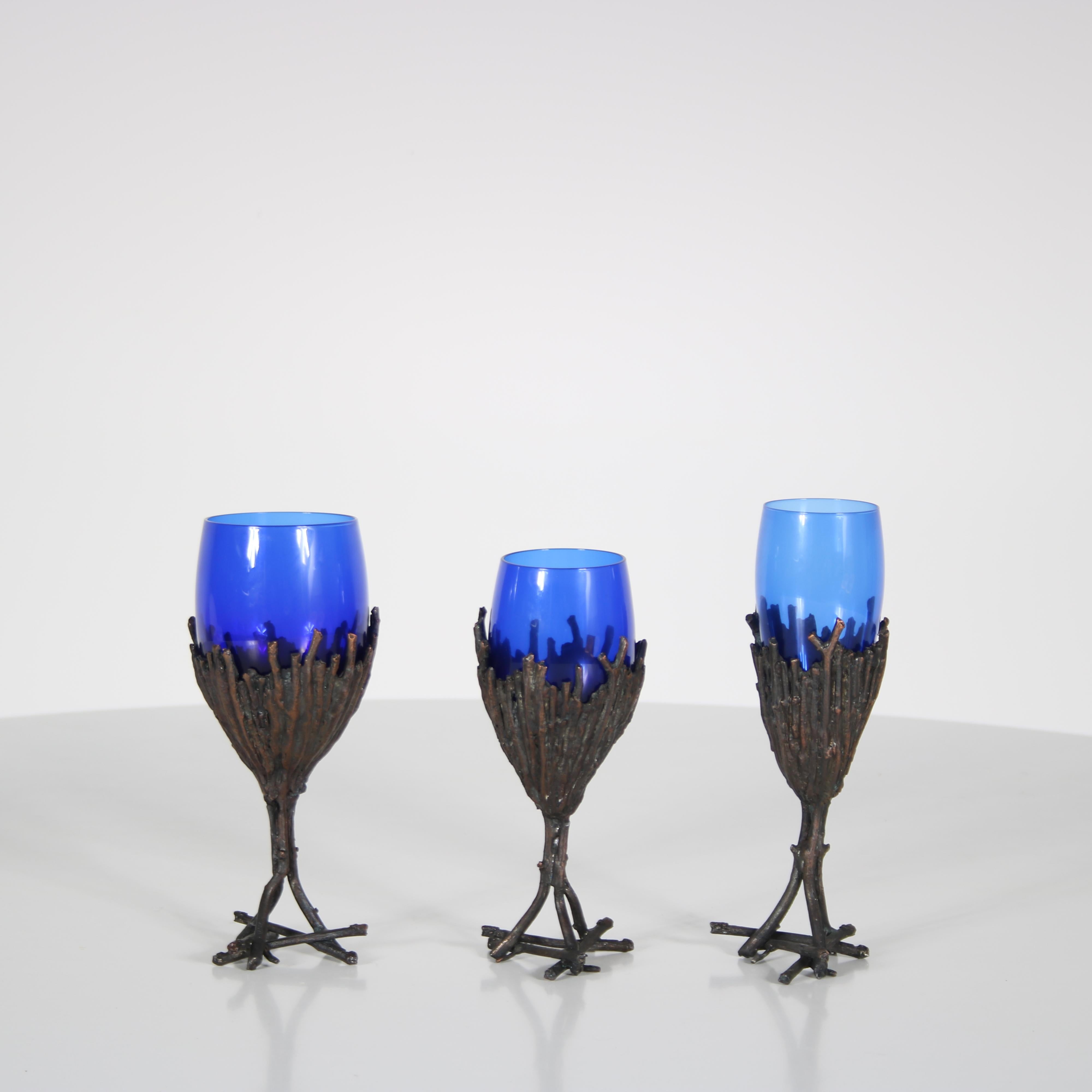 Outstanding Bronze Glassware Set from France, 1970 2