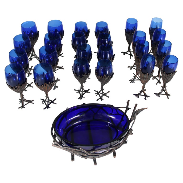 Outstanding Bronze Glassware Set from France, 1970 For Sale at 1stDibs
