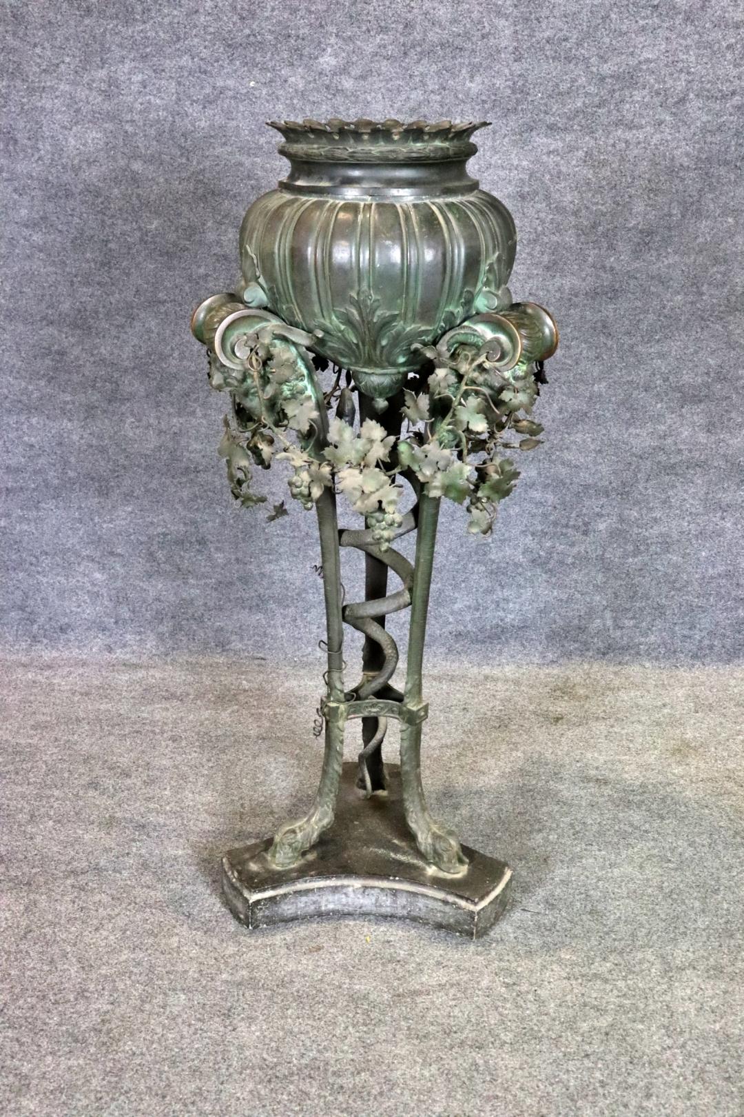 Outstanding Bronze Rams Head Monumental Planter with Removable Lid For Sale 3