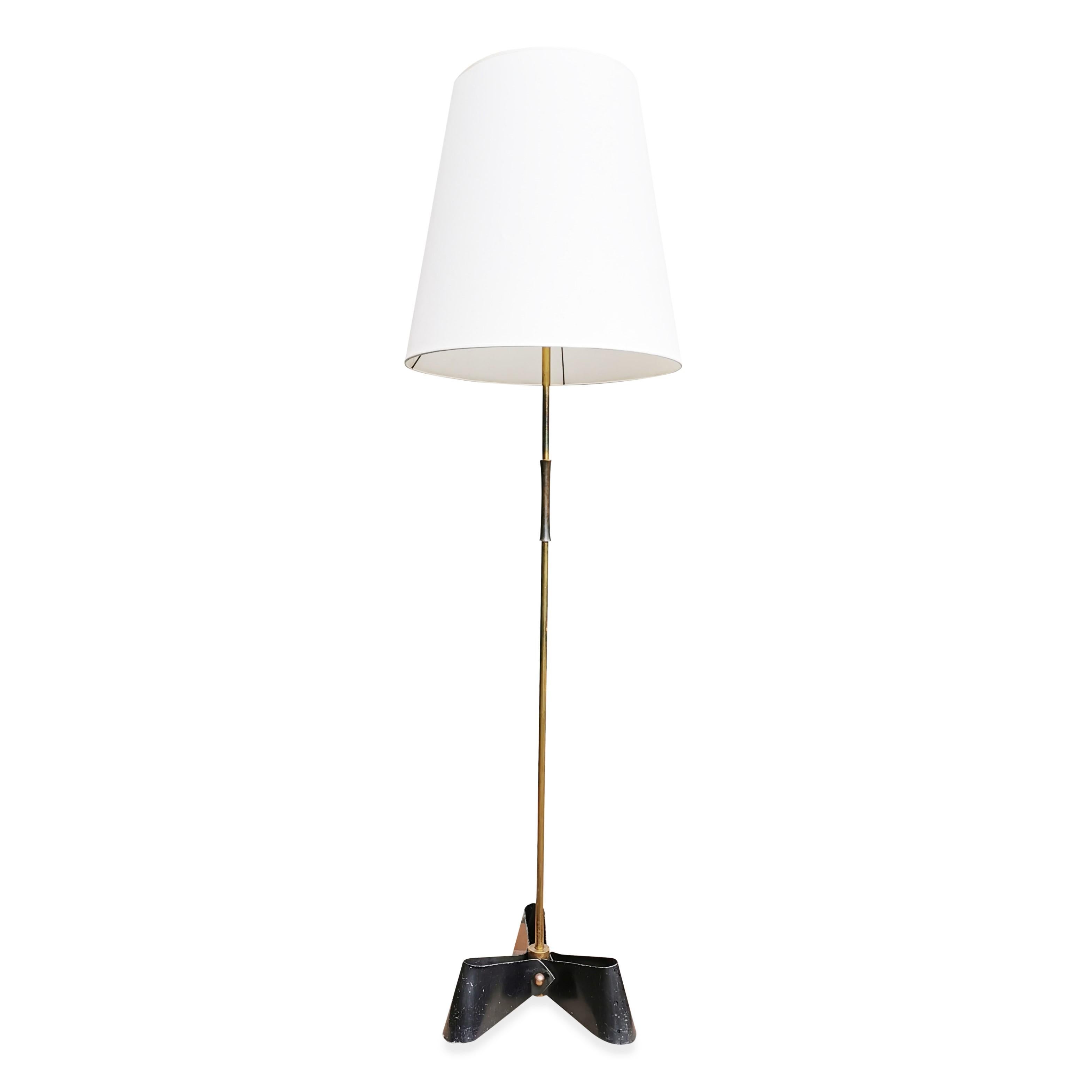 French Outstanding Bronze and Wrought Iron Floor Lamp, 1950s For Sale
