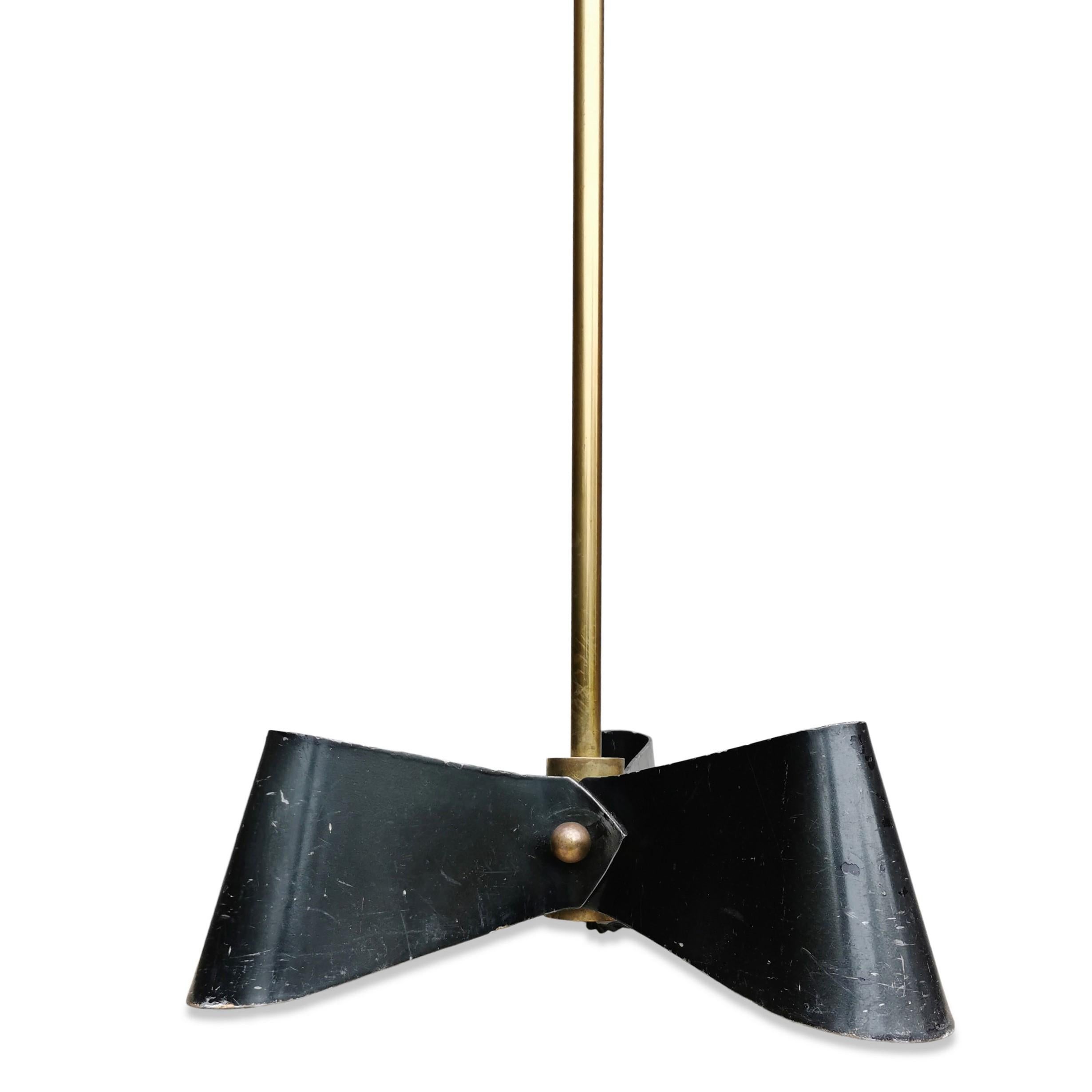 Brass Outstanding Bronze and Wrought Iron Floor Lamp, 1950s For Sale